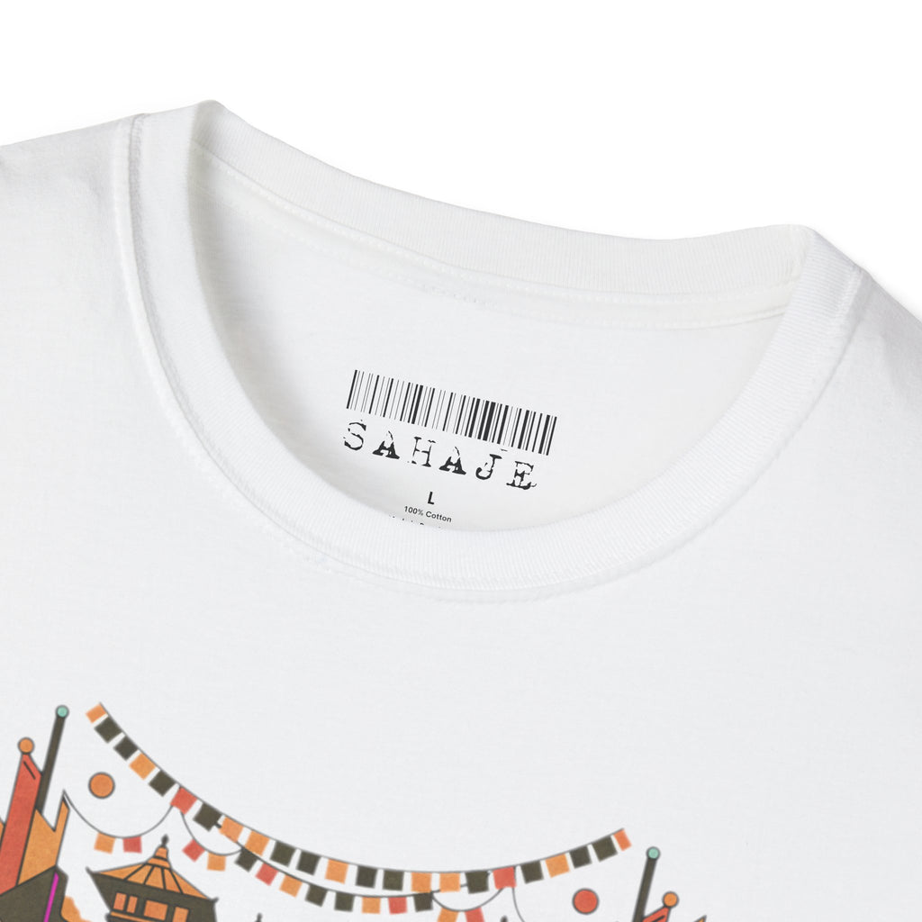 Boho Tribal Sunset T-Shirt — Vintage Geometric Nature Graphic