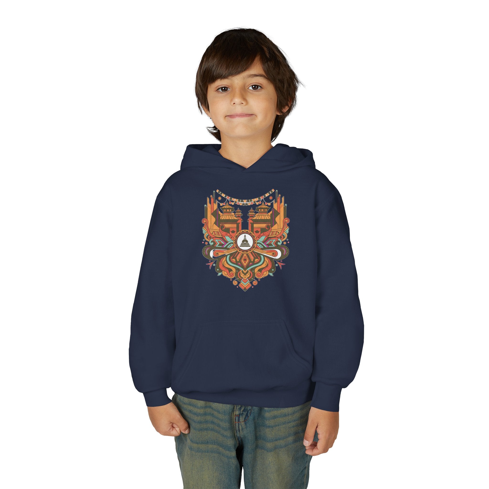 Youth Hoodie — Rustic Peace Mandala Graphic