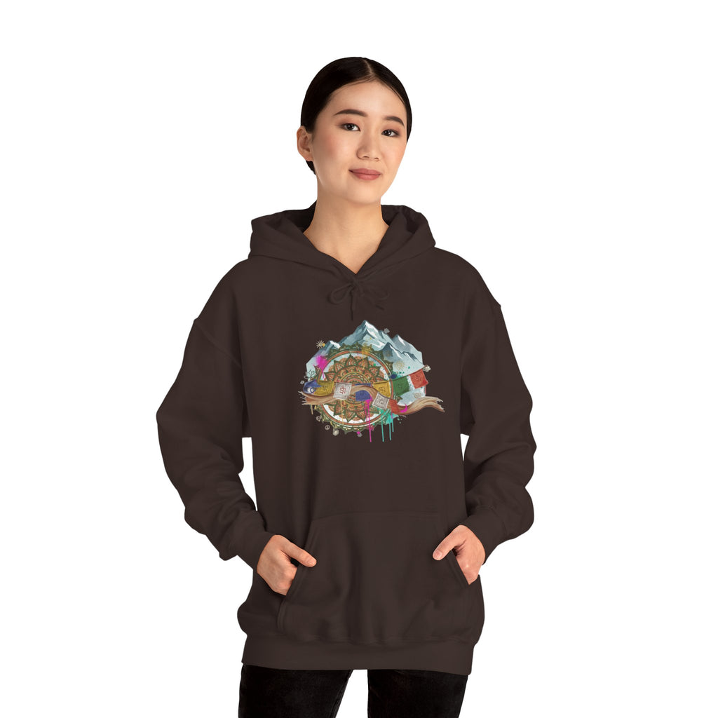 Adventure Landscape Hoodie — Cozy Mountain & Cabin Graphic Sweatshirt
