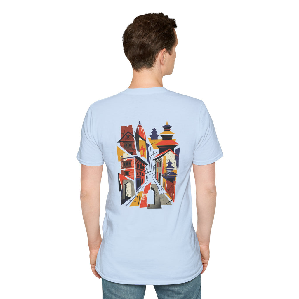 Nepal Street Scene T-Shirt — Colorful Kathmandu Illustration Tee