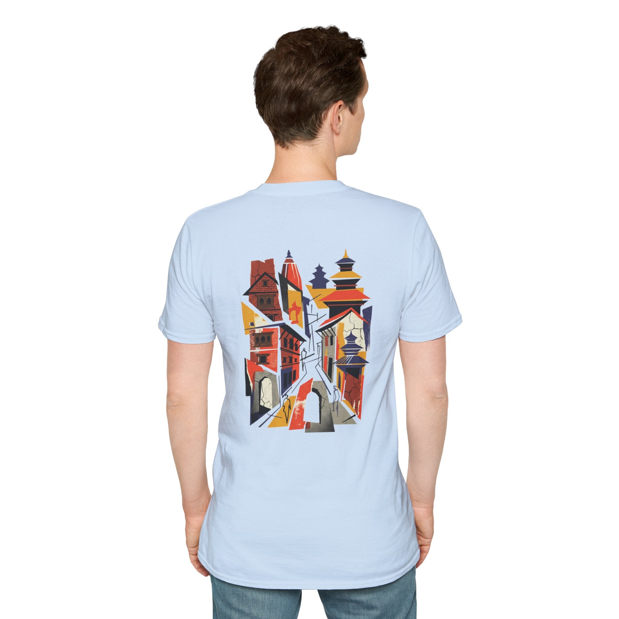 Nepal Street Scene T-Shirt — Colorful Kathmandu Illustration Tee