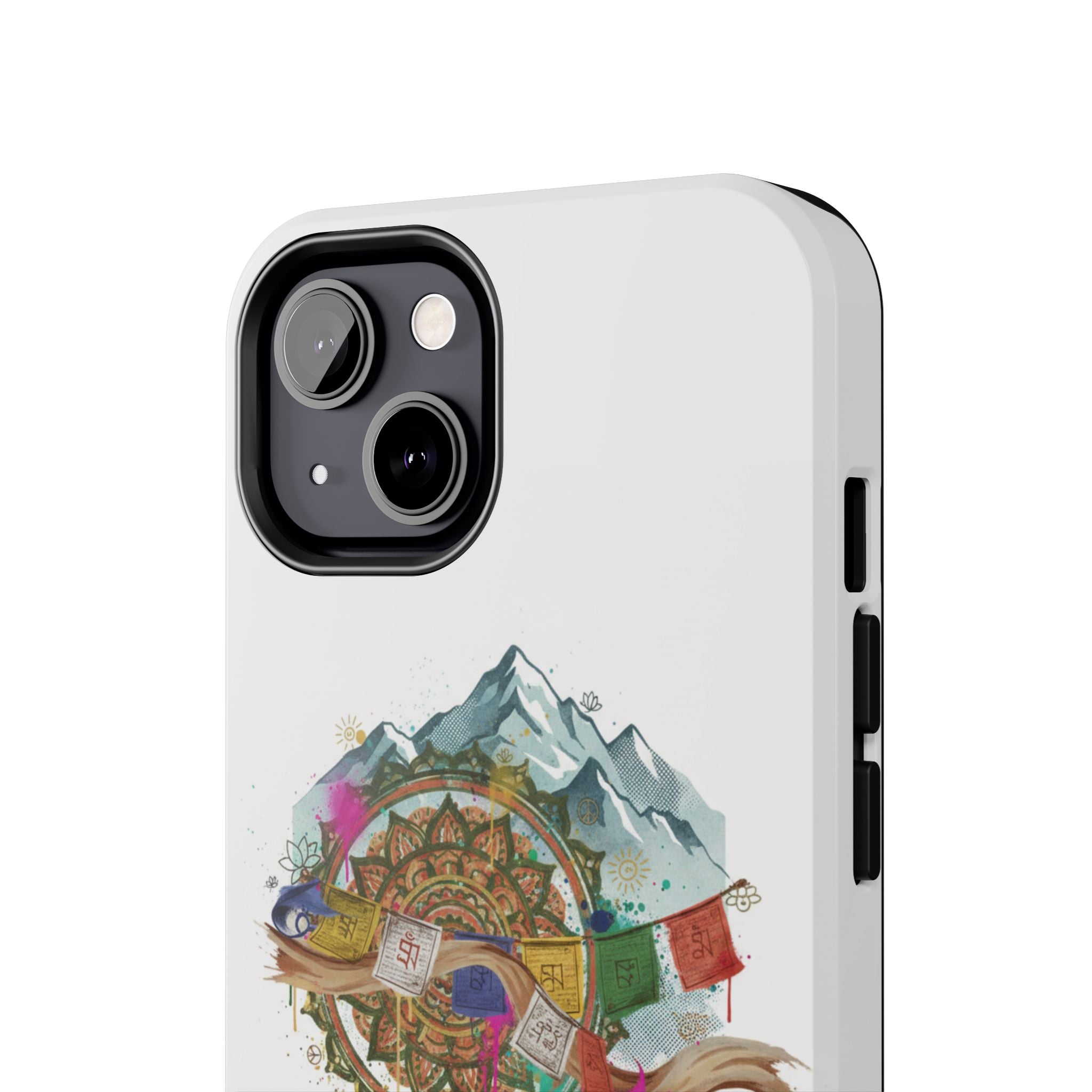 Mountain Compass Tough Phone Case with Prayer Flags & Fish Design