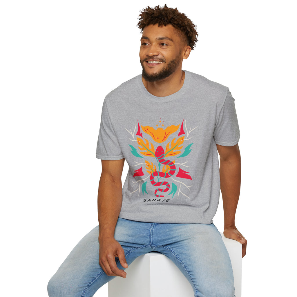 Sahaje Floral Snake Graphic T‑Shirt — Colorful Botanical Serpent Tee
