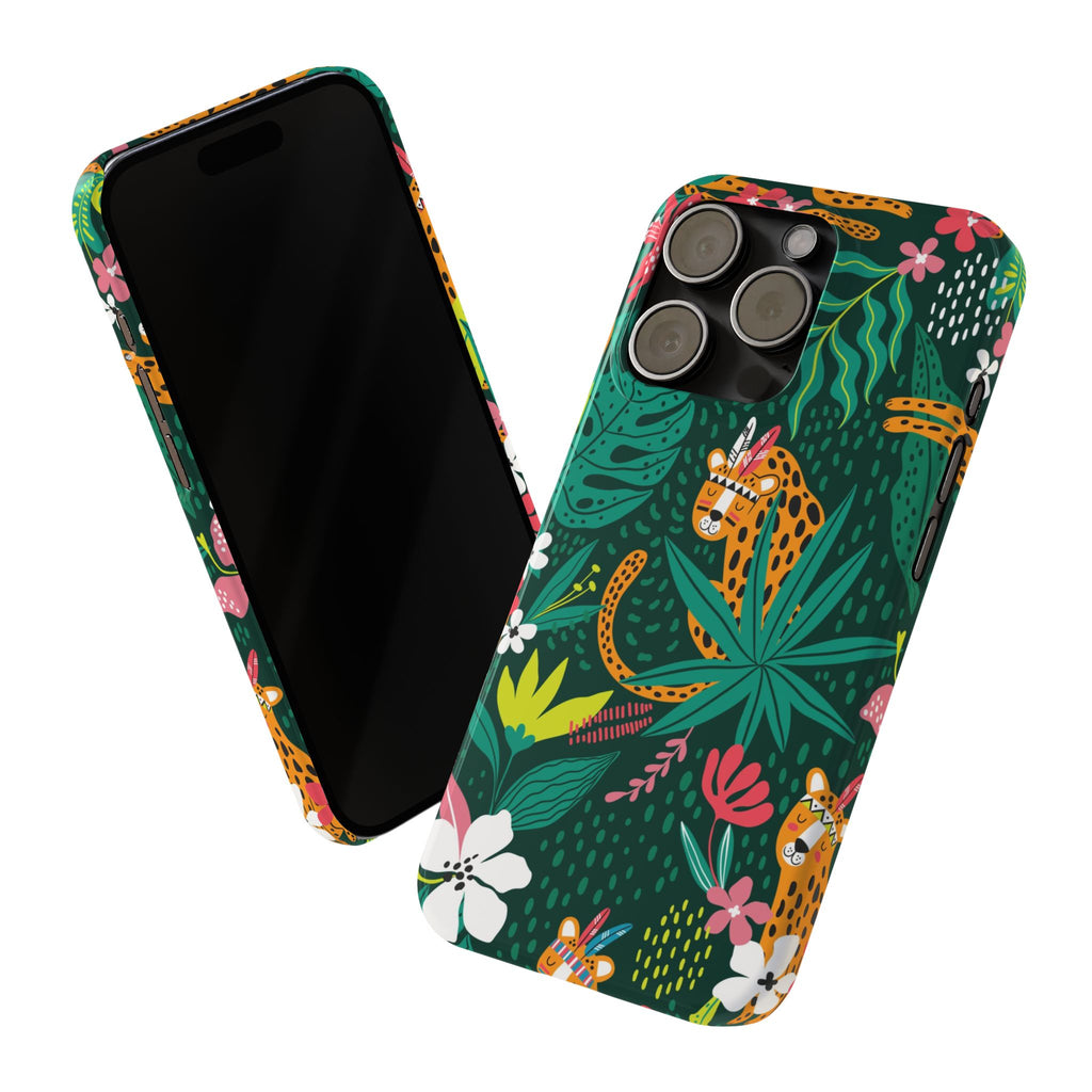 Slim Phone Case — Tropical Jungle Leopard Floral Pattern (Slim Protective Phone Cover)