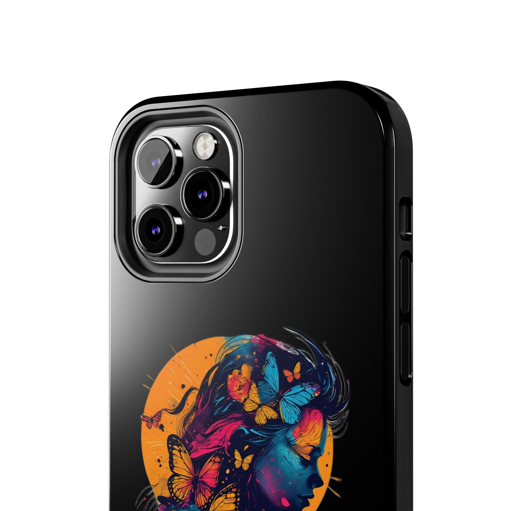 Butterfly Silhouette Tough Phone Case — Colorful Woman Art Protective Cover
