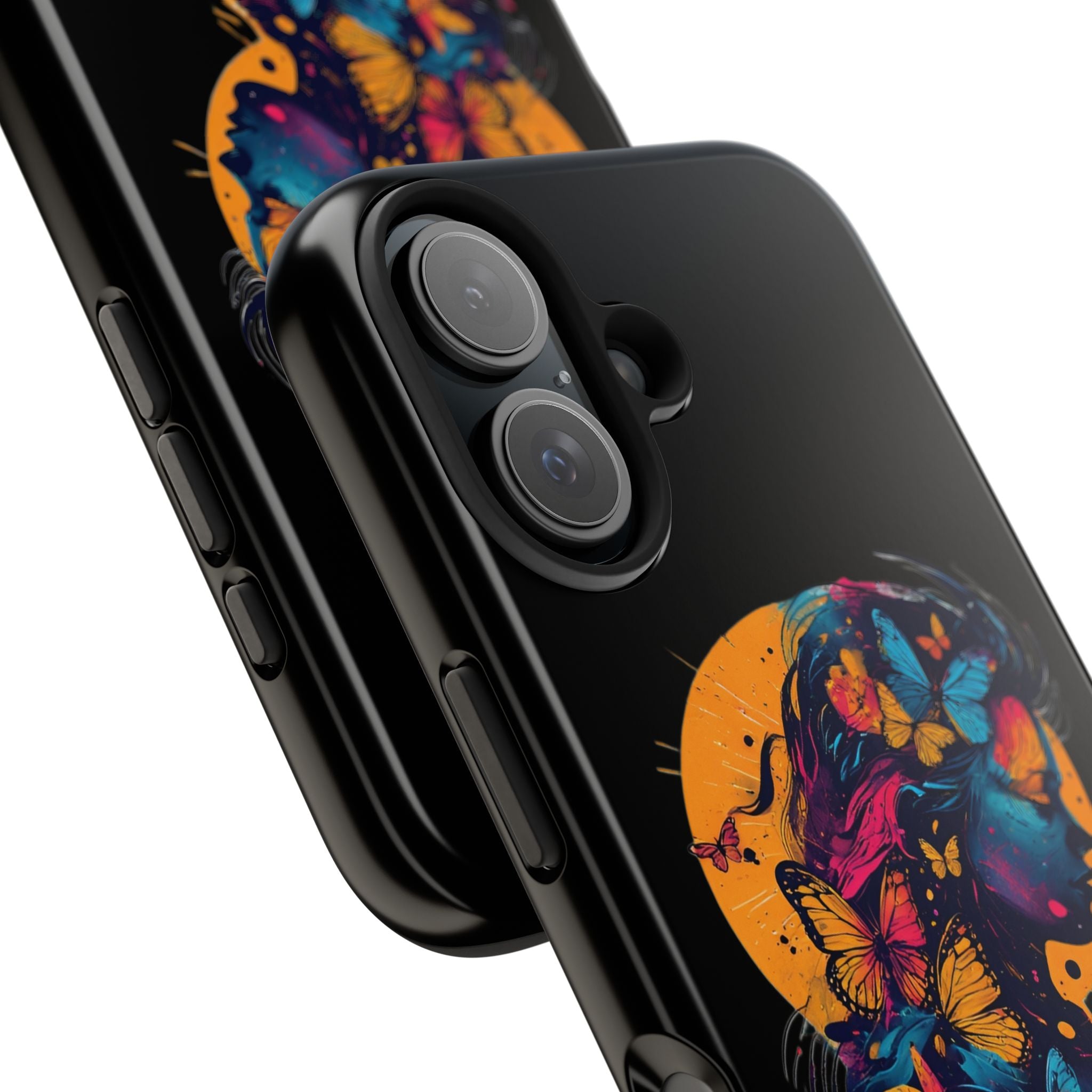 Butterfly Silhouette Tough Phone Case — Colorful Woman Art Protective Cover