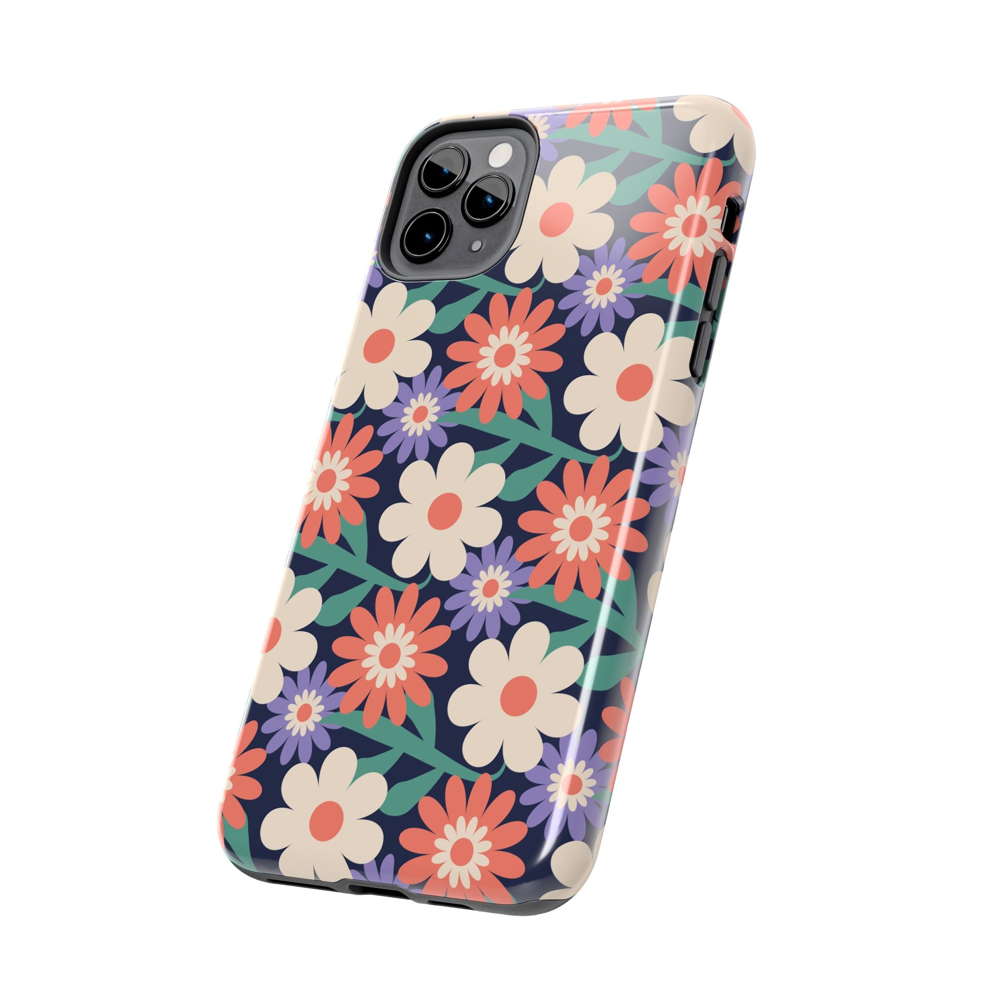 Floral Tough Phone Case — Retro Daisies Protective Phone Cover