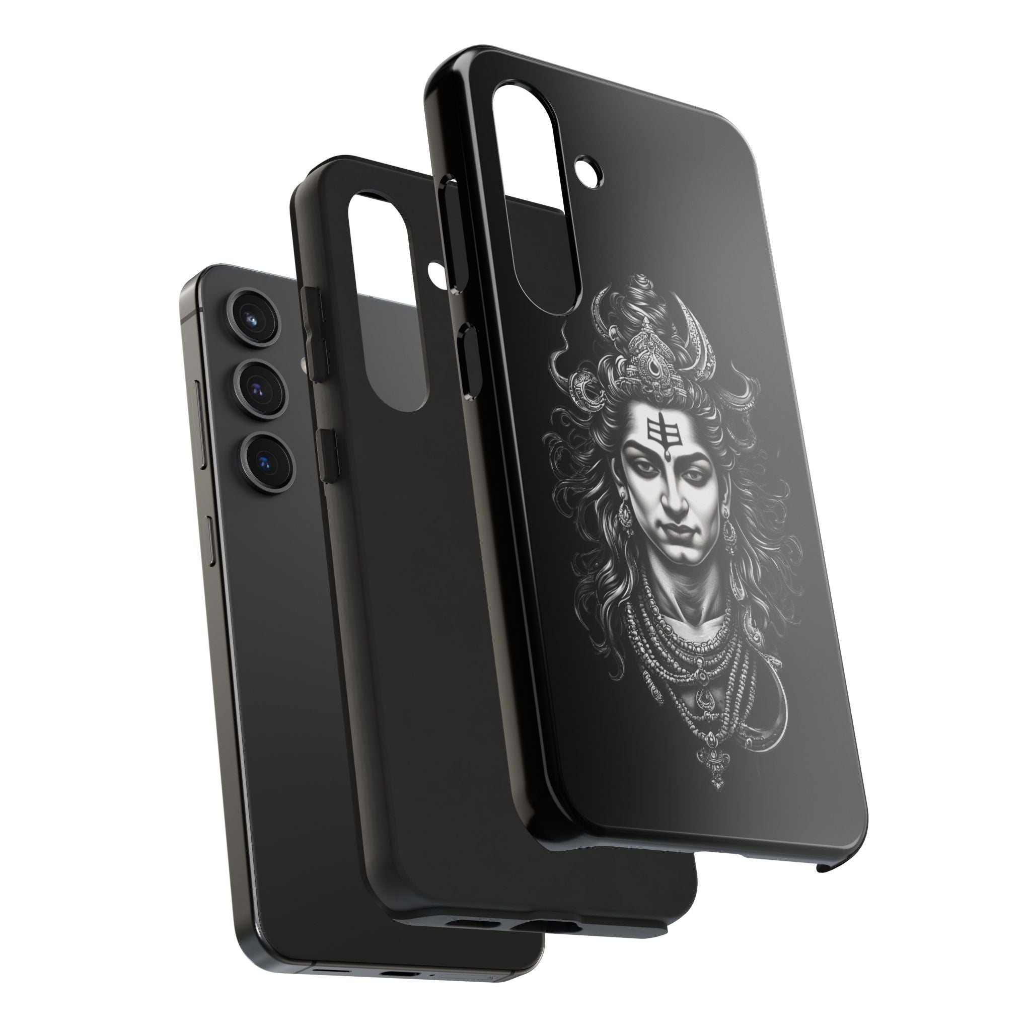 Phone Case — Intricate Lord Shiva Illustration on Black Tough Case