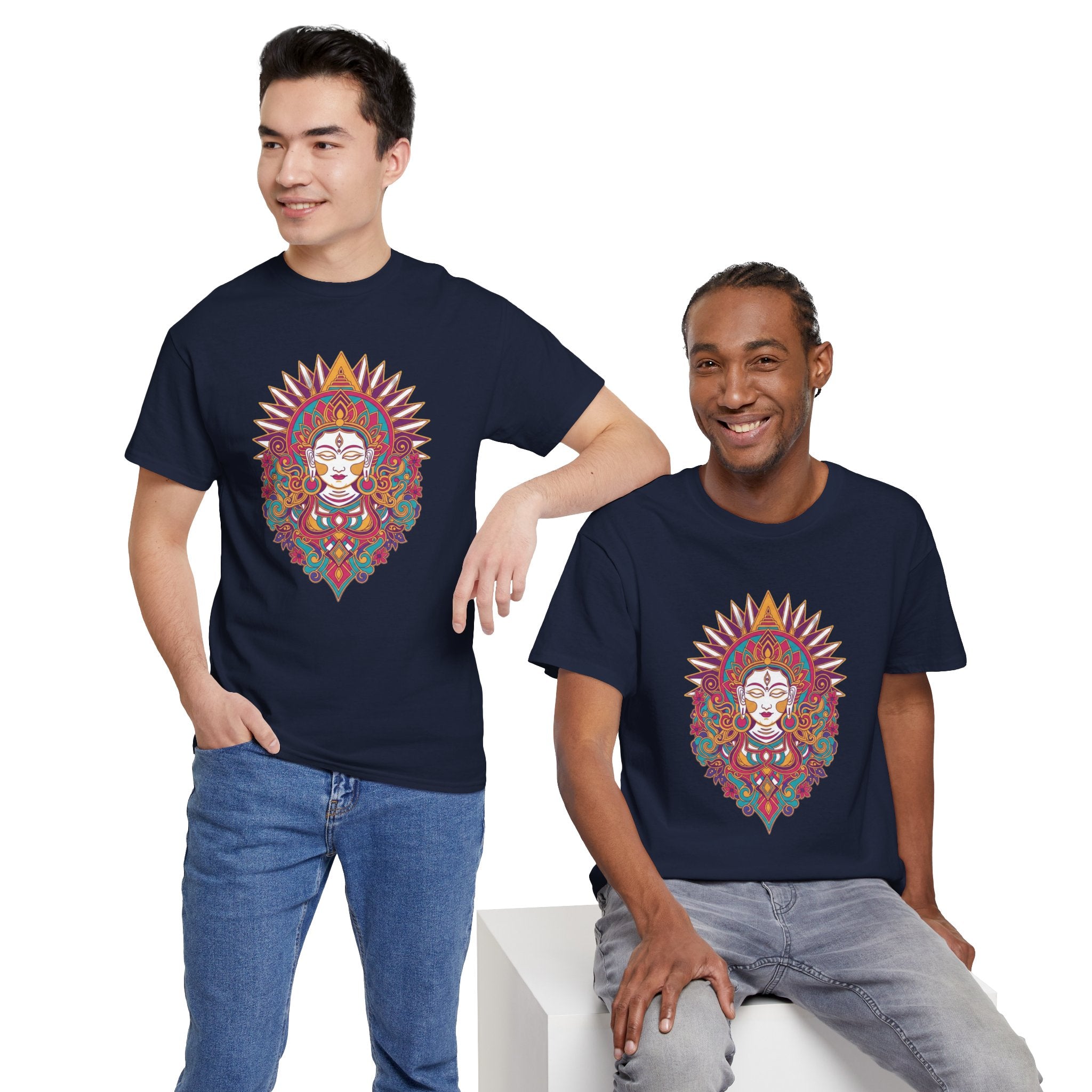 Spiritual Goddess Sun Mandala Tee — Colorful Boho Yoga T‑Shirt