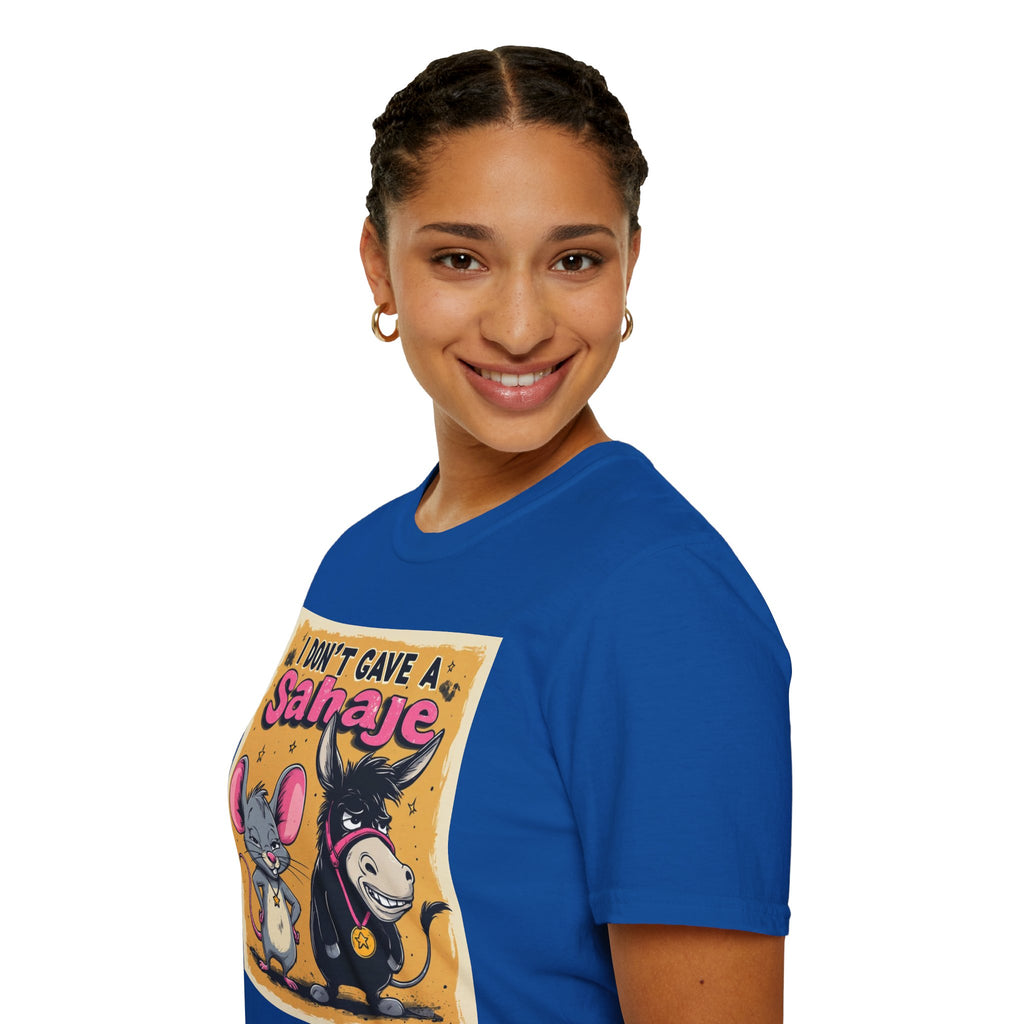 Don’t Give a Satrage T-Shirt — Funny Mouse & Donkey Cartoon Tee