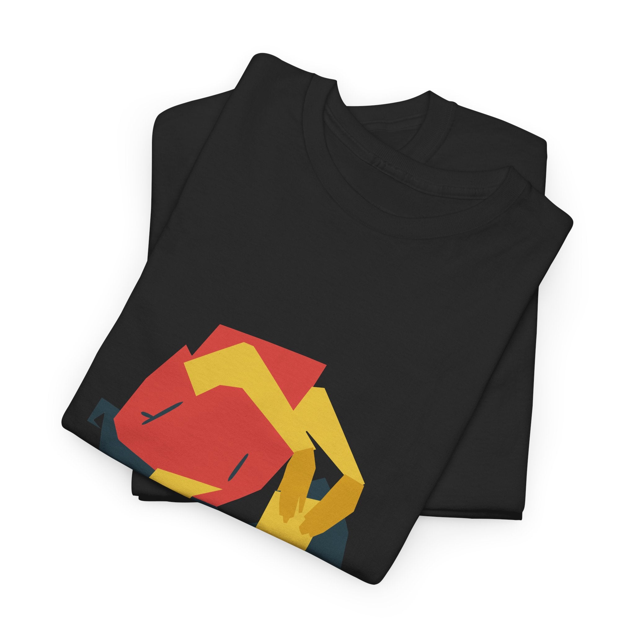 Geometric Fox Tee — Stylized Red & Yellow Fox Illustration T-Shirt