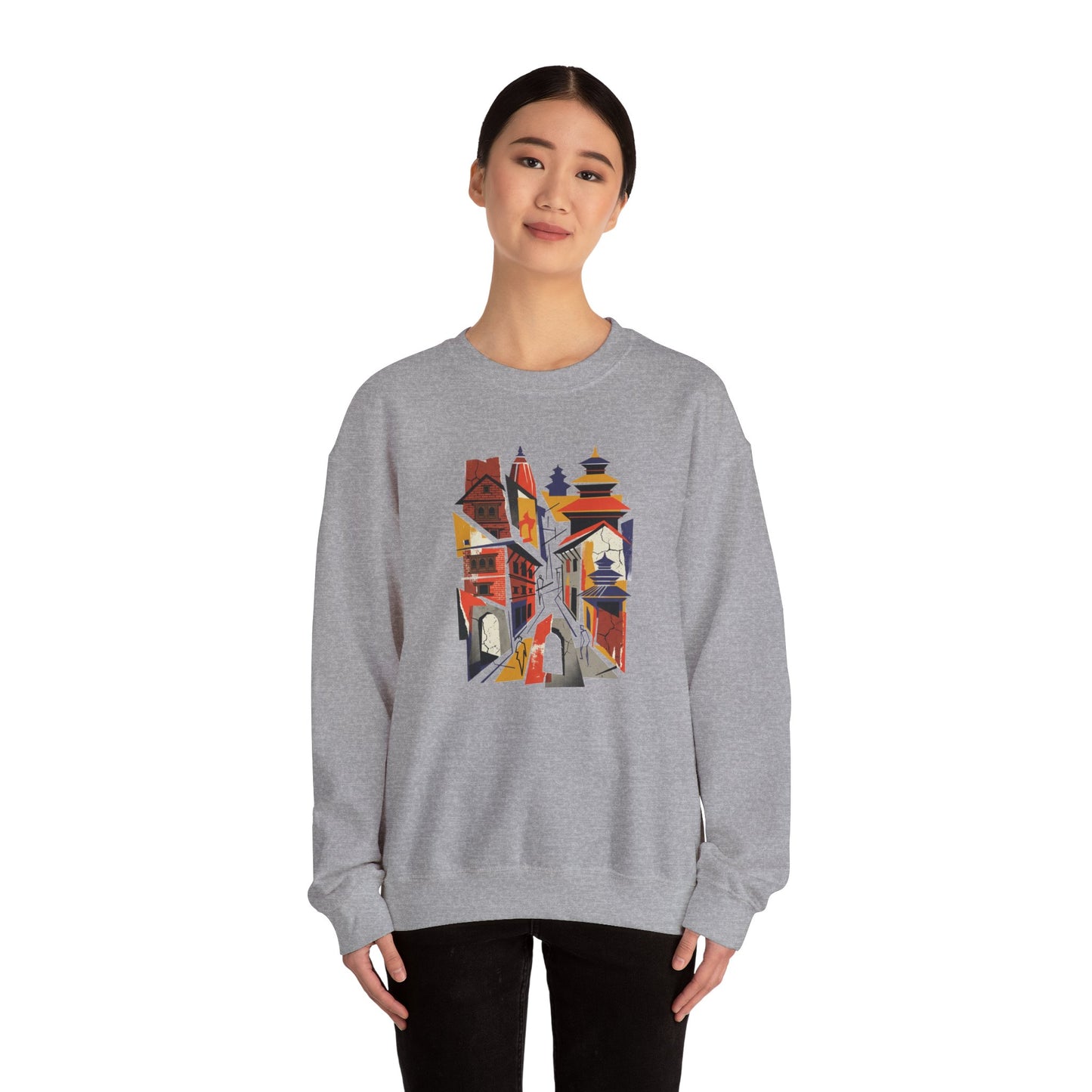 Crewneck Sweatshirt — Abstract Cityscape Graphic (Colorful Architectural Illustration)
