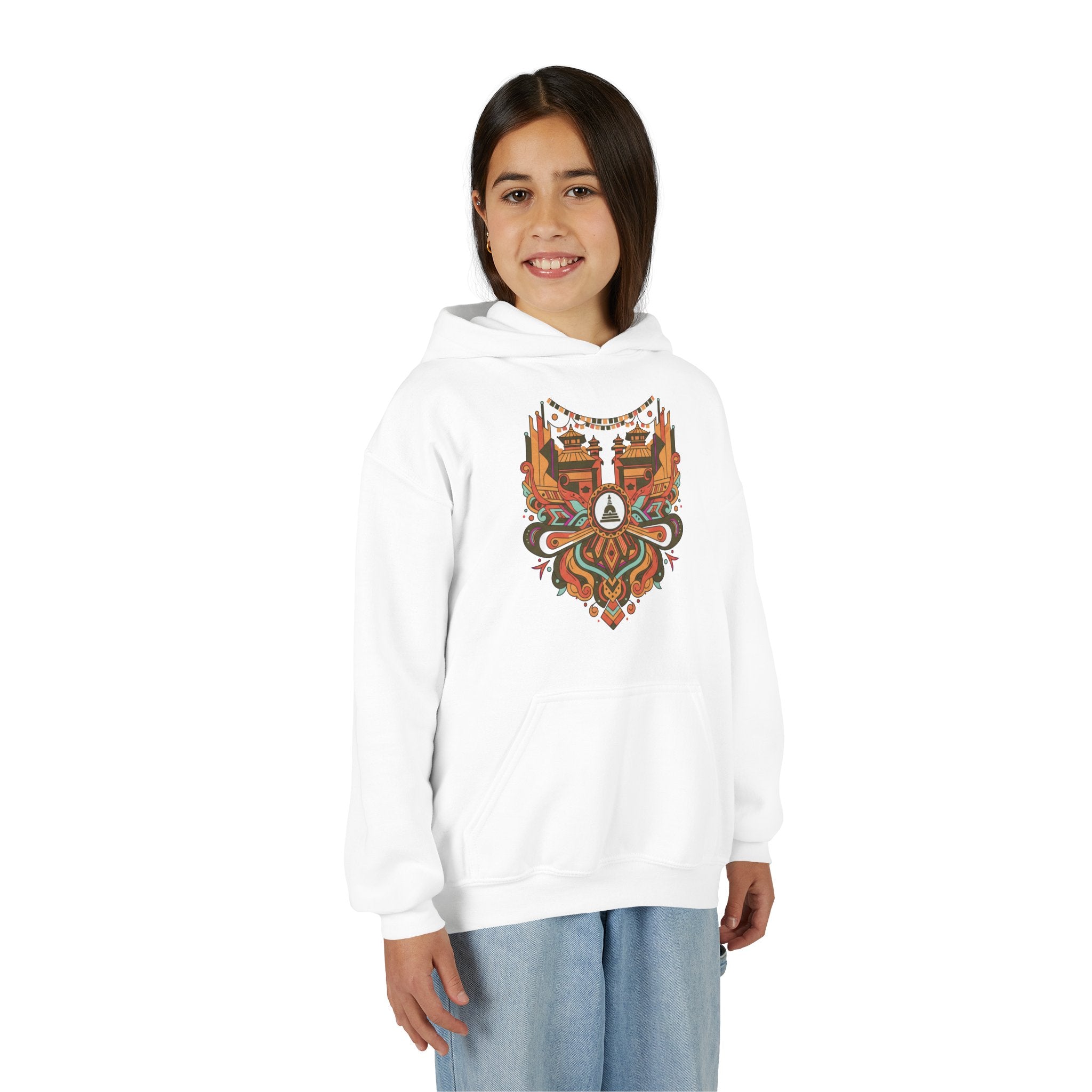 Youth Hoodie — Rustic Peace Mandala Graphic