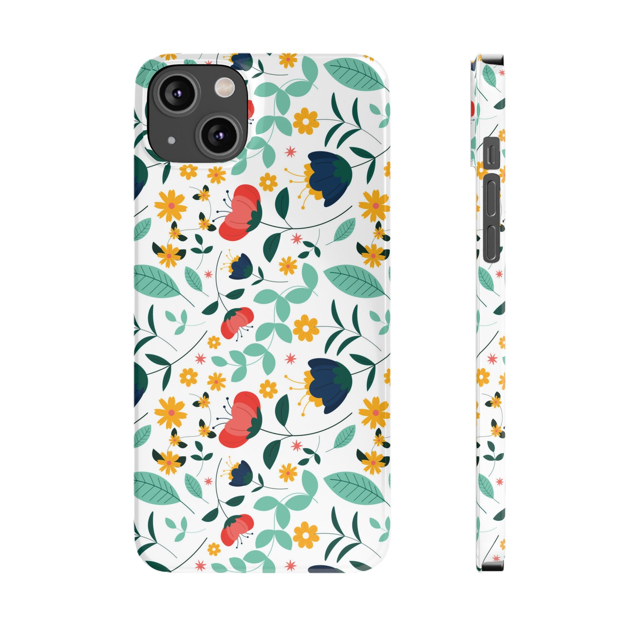 Floral Slim Phone Case — Colorful Folk Flower Pattern