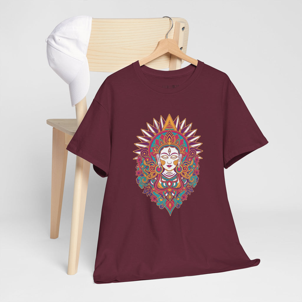 Spiritual Goddess Sun Mandala Tee — Colorful Boho Yoga T‑Shirt