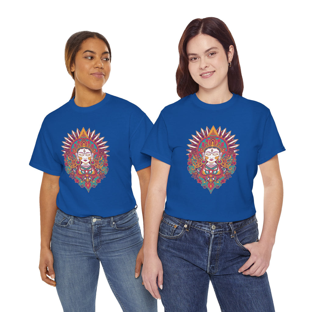Spiritual Goddess Sun Mandala Tee — Colorful Boho Yoga T‑Shirt