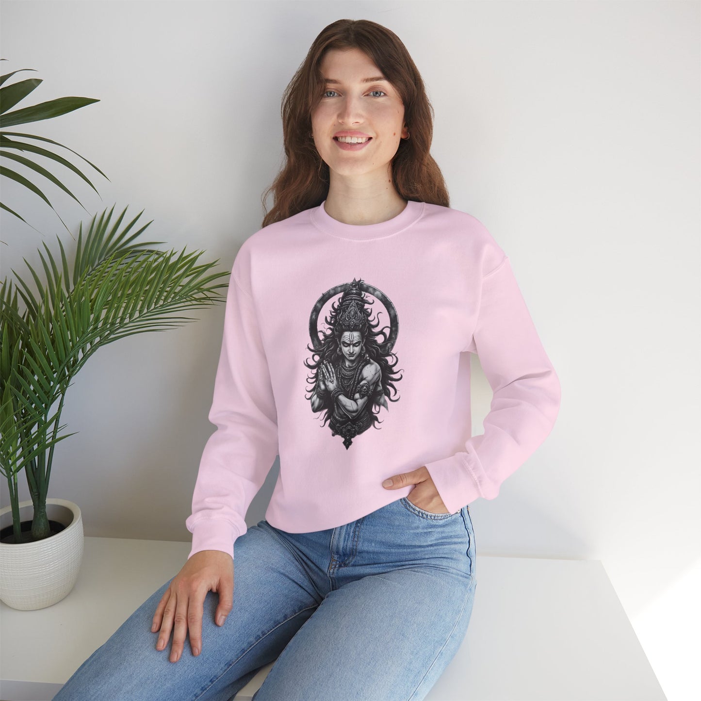 Shiva Meditation Crewneck Sweatshirt — Detailed Shiva Portrait Spiritual Yoga Pullover