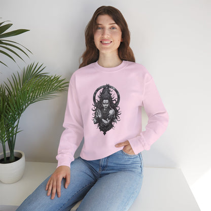 Shiva Meditation Crewneck Sweatshirt — Detailed Shiva Portrait Spiritual Yoga Pullover