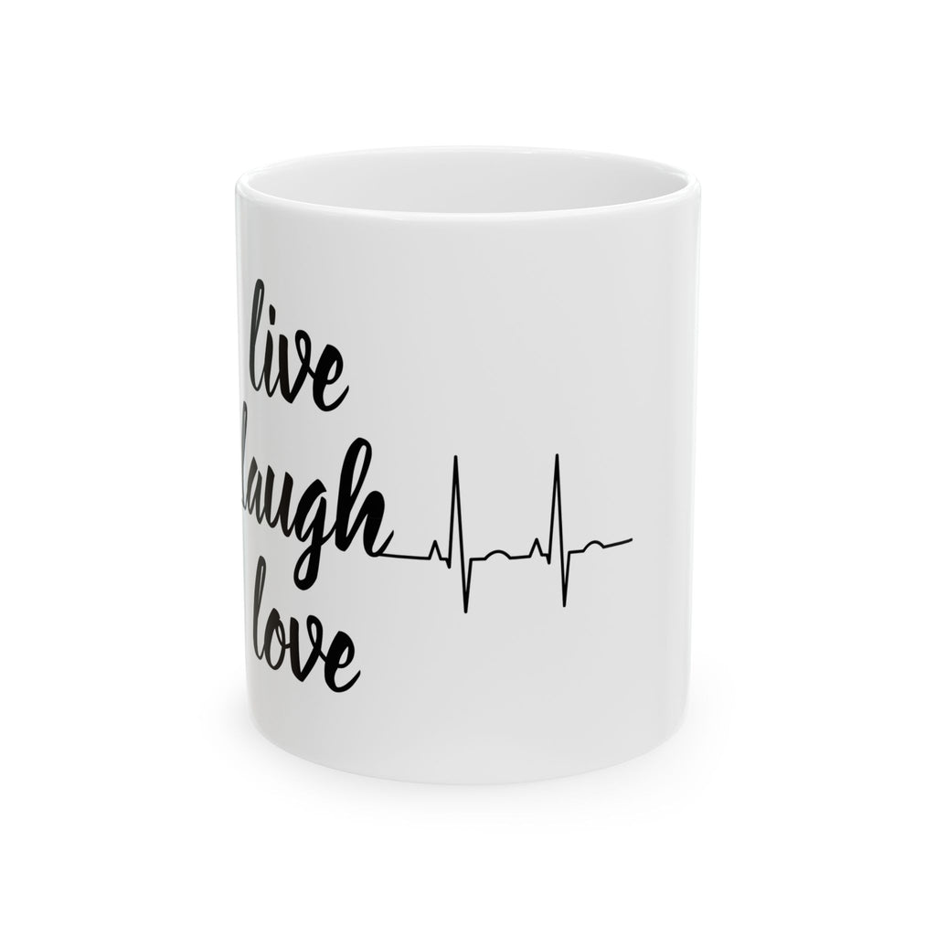 Inspirational Ceramic Mug - Live Laugh Love, Coffee Cup for Home & Office, Gift for Friends, Motivational Drinkware