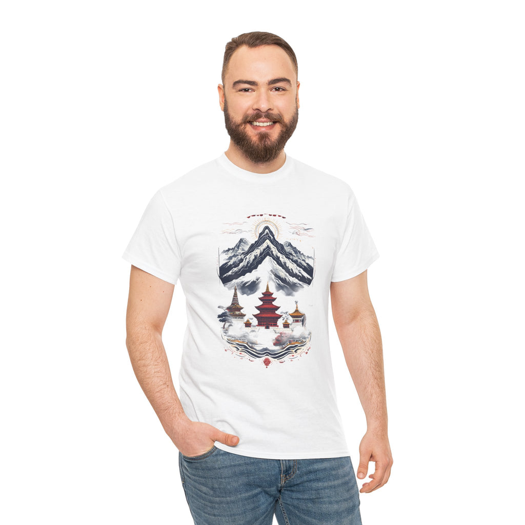 Japanese Mountain Pagoda T-Shirt — Zen Temple Landscape Tee
