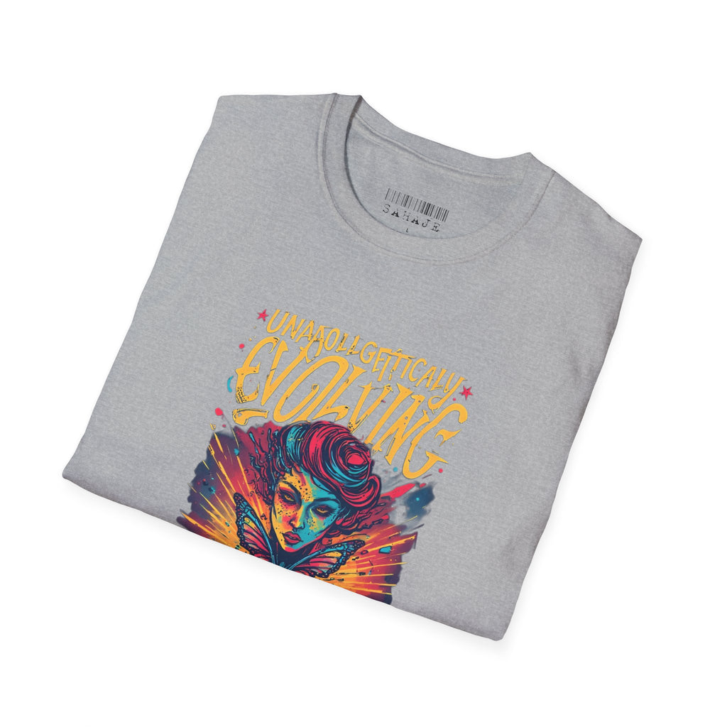 Unapologetically Evolving T-Shirt — Vibrant Butterfly Woman Graphic Tee