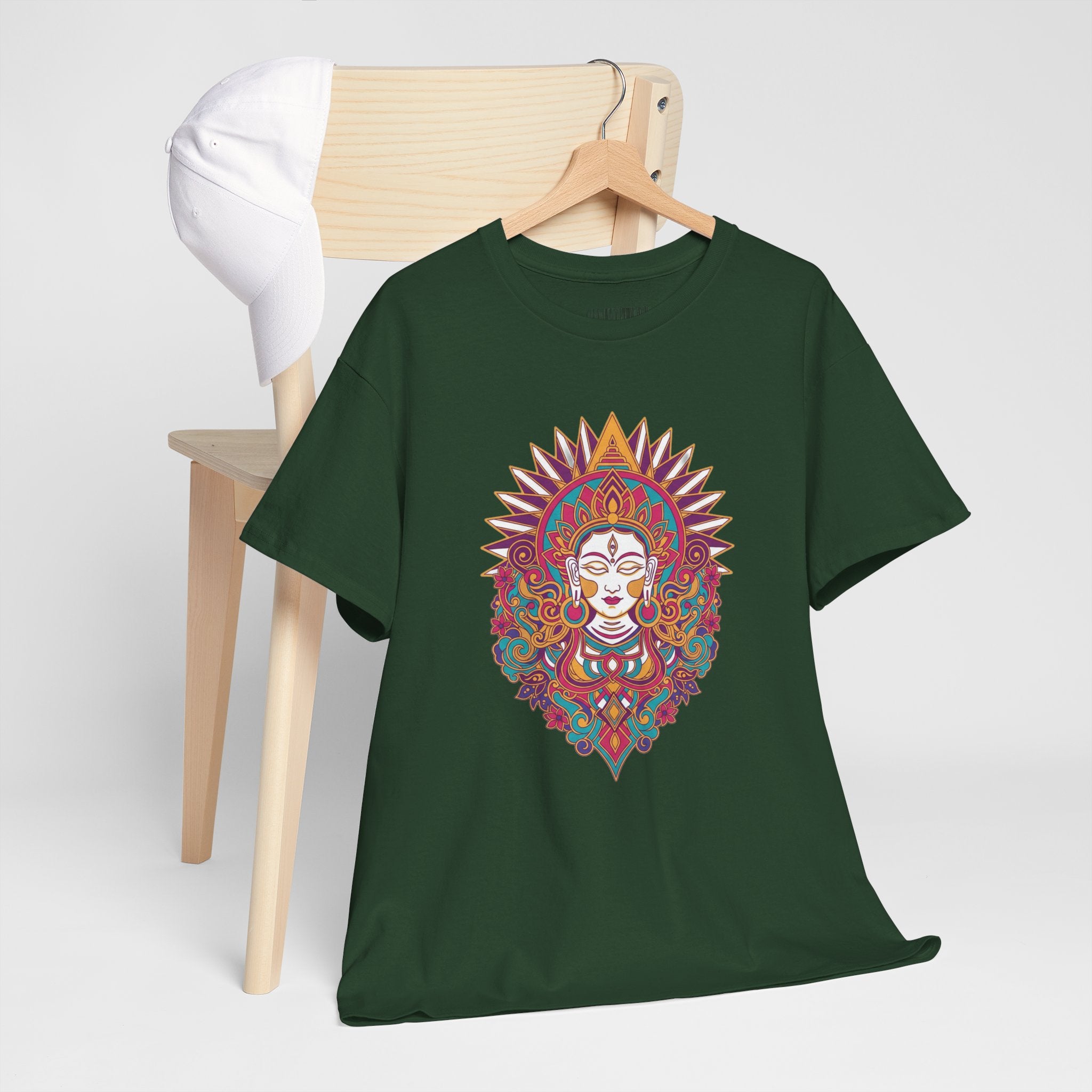 Spiritual Goddess Sun Mandala Tee — Colorful Boho Yoga T‑Shirt