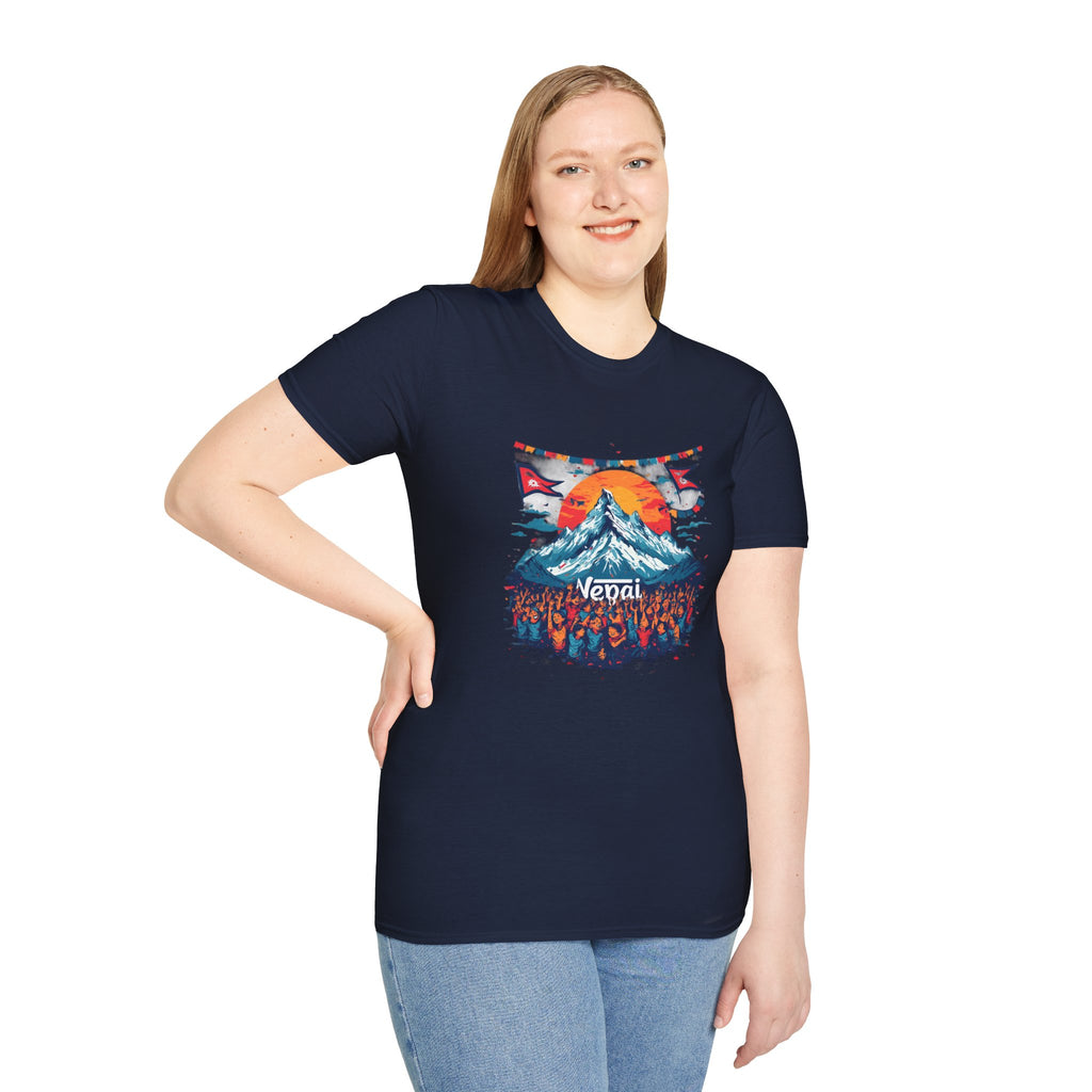 Nepal Mountain Sunrise T-Shirt — Retro Trekking Graphic Tee