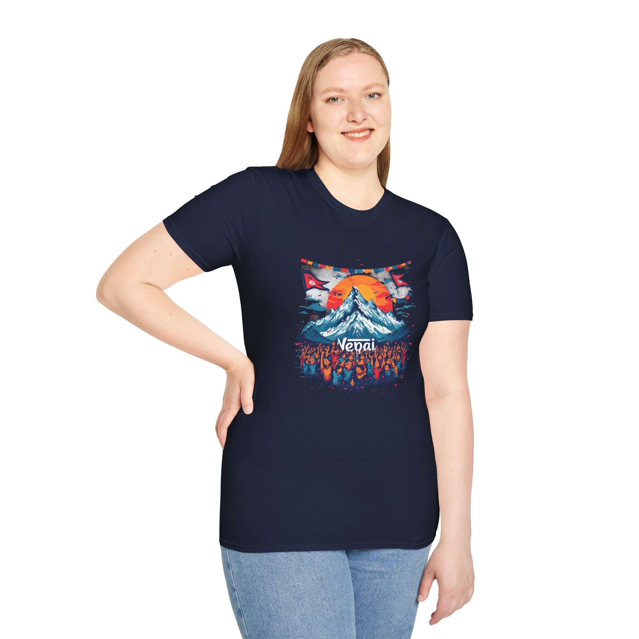 Nepal Mountain Sunrise T-Shirt — Retro Trekking Graphic Tee