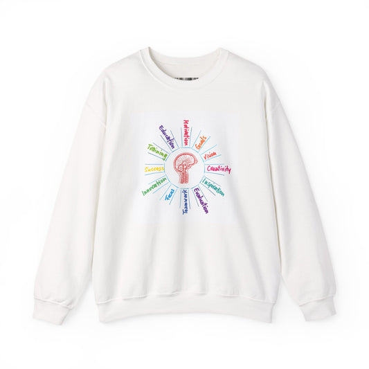 Crewneck Sweatshirt — Rainbow Mindset Design (Creativity, Curiosity, Confidence)