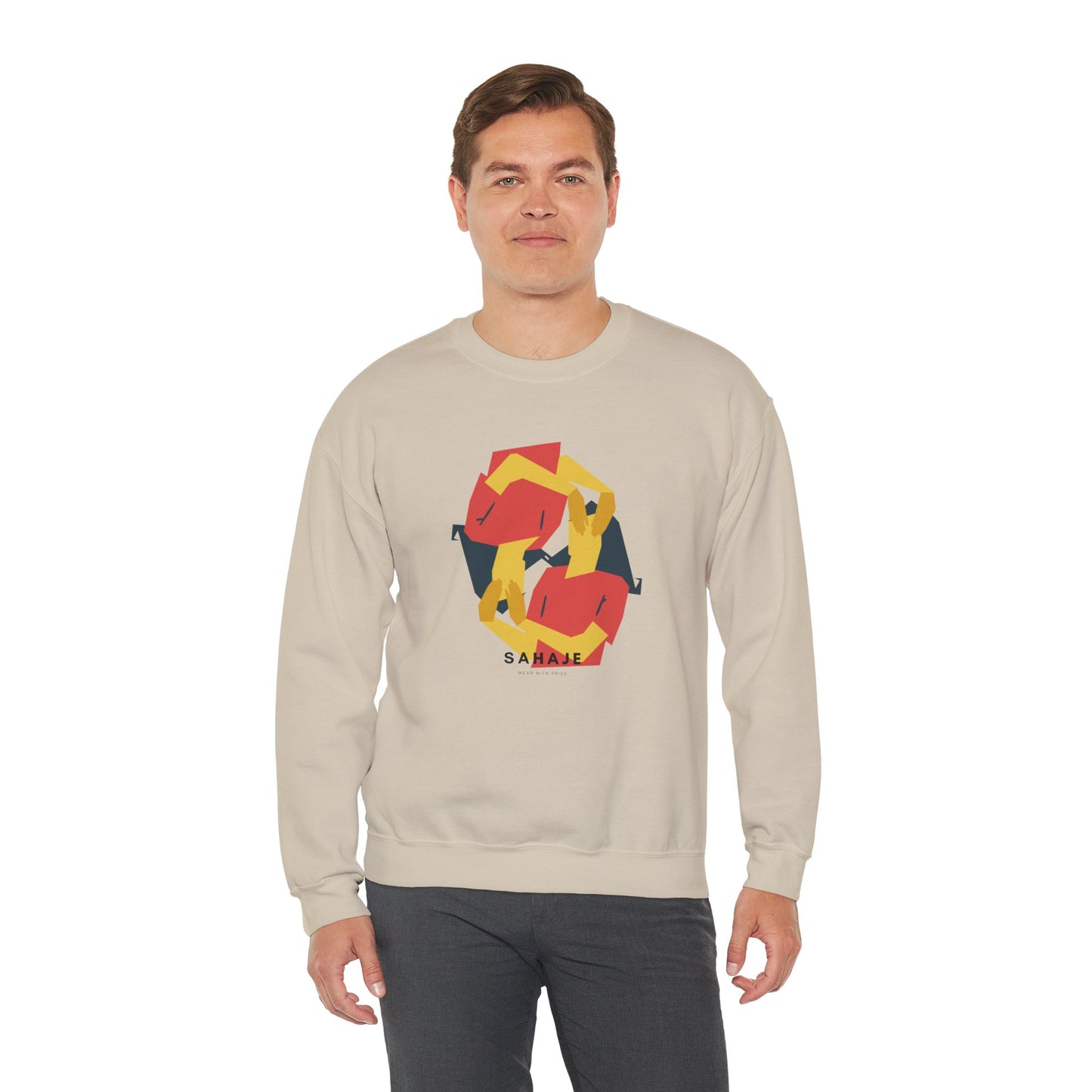 Abstract Flamingo Geometric Crewneck Sweatshirt