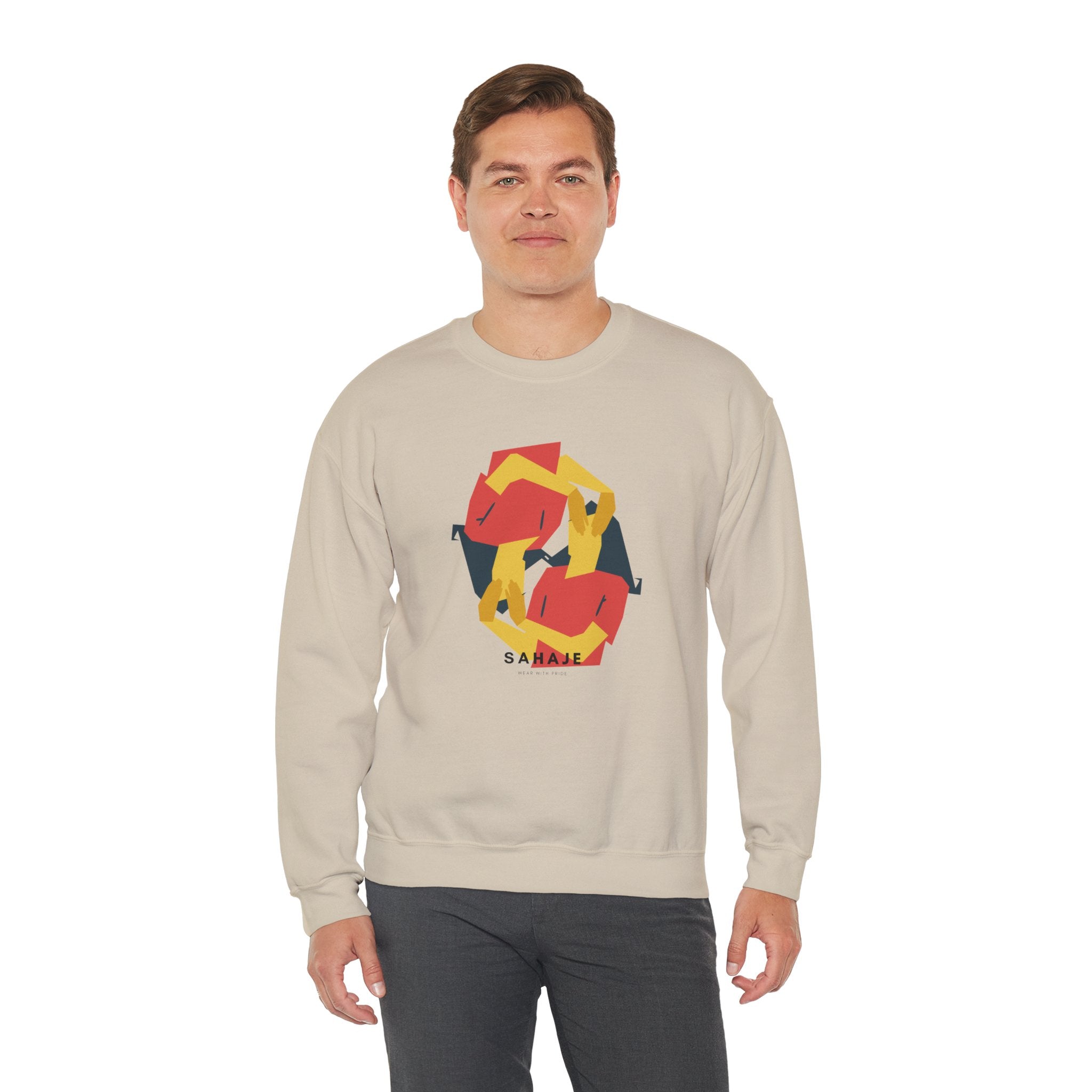 Abstract Flamingo Geometric Crewneck Sweatshirt