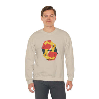 Abstract Flamingo Geometric Crewneck Sweatshirt