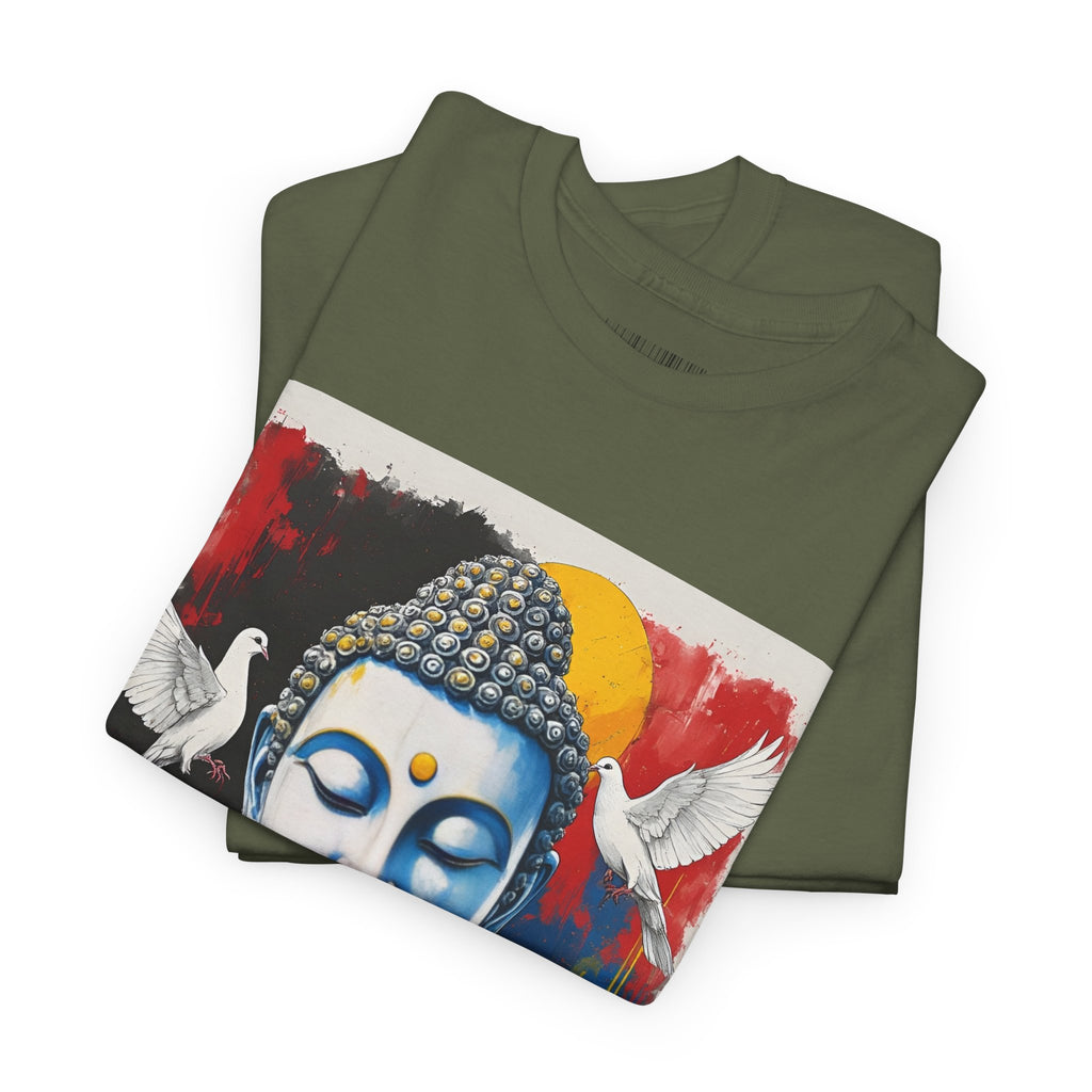 Buddha Peace Tee — Colorful Buddha & Doves Graphic T-Shirt