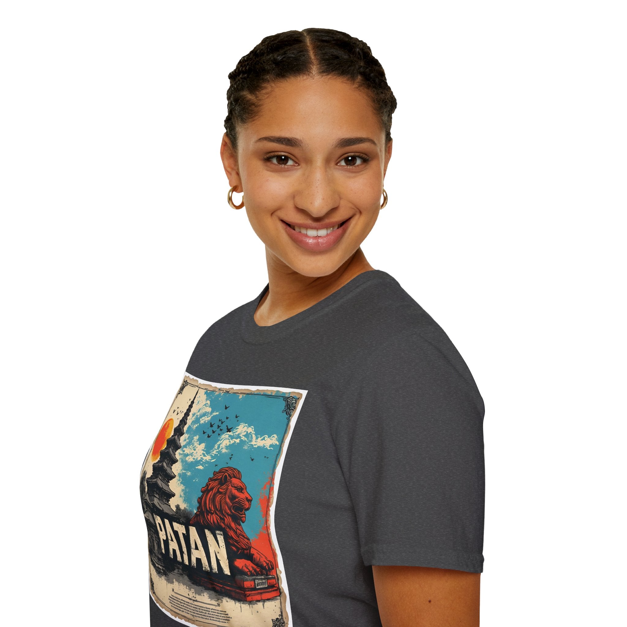 Patan City T-Shirt – Temple & Lion Graphic Tee, Nepali Cultural Heritage Design