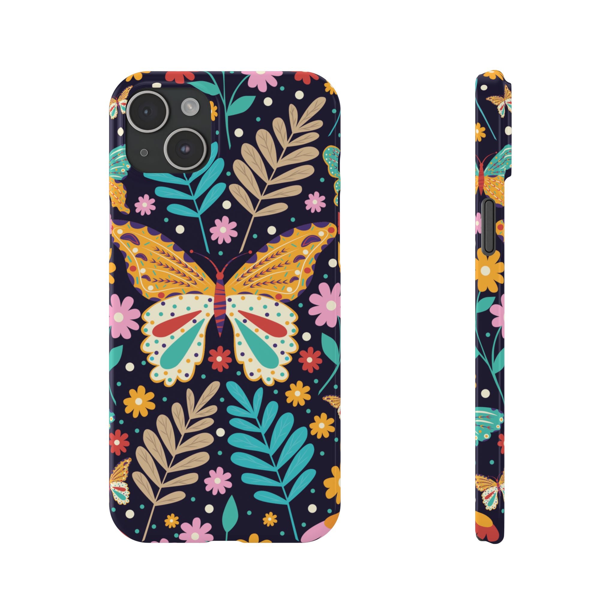 Butterfly Floral Slim Phone Case — Colorful Boho Garden Design