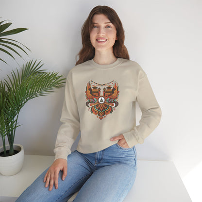 Vintage Tribal Fox Sweatshirt — Geometric Forest Animal Crewneck