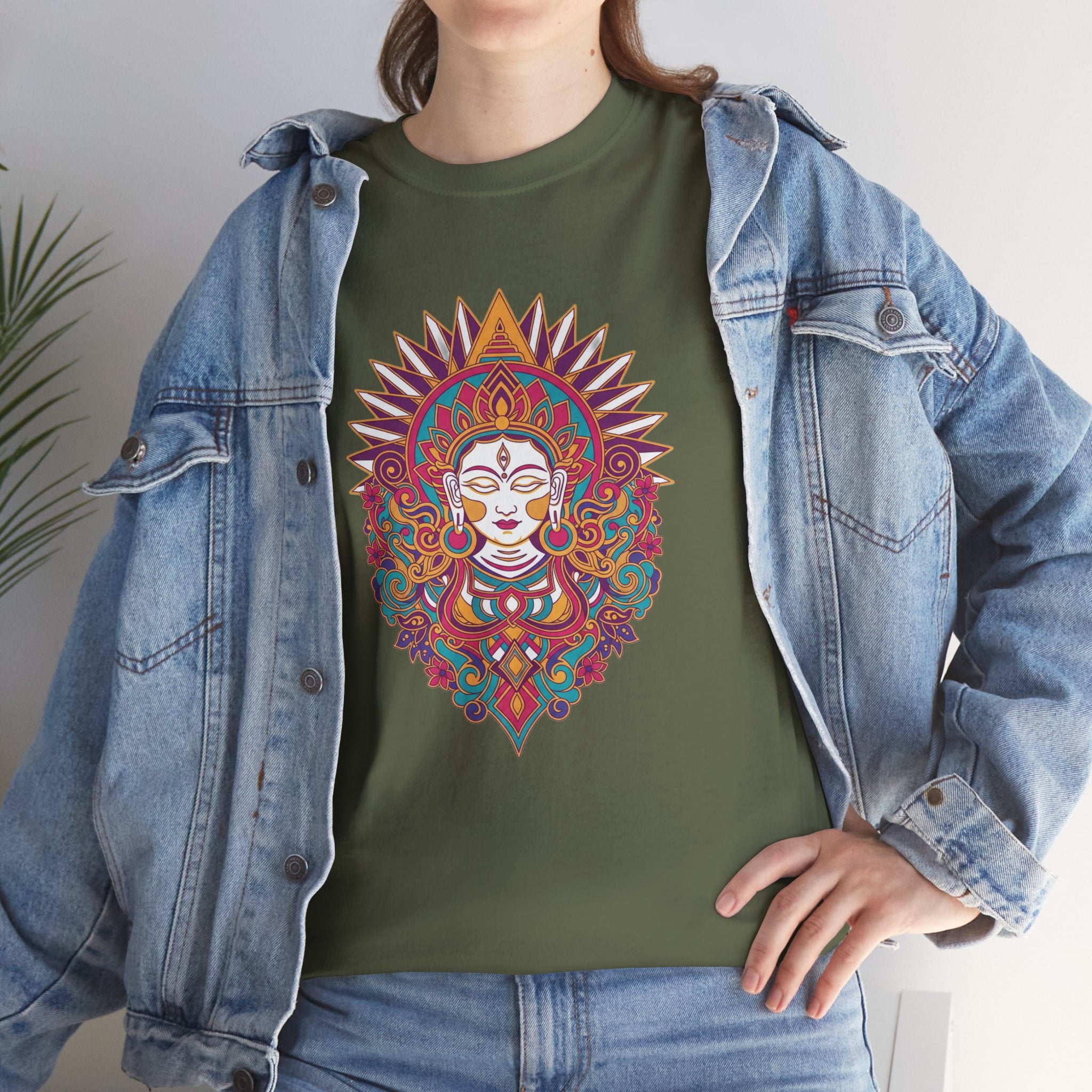 Spiritual Goddess Sun Mandala Tee — Colorful Boho Yoga T‑Shirt