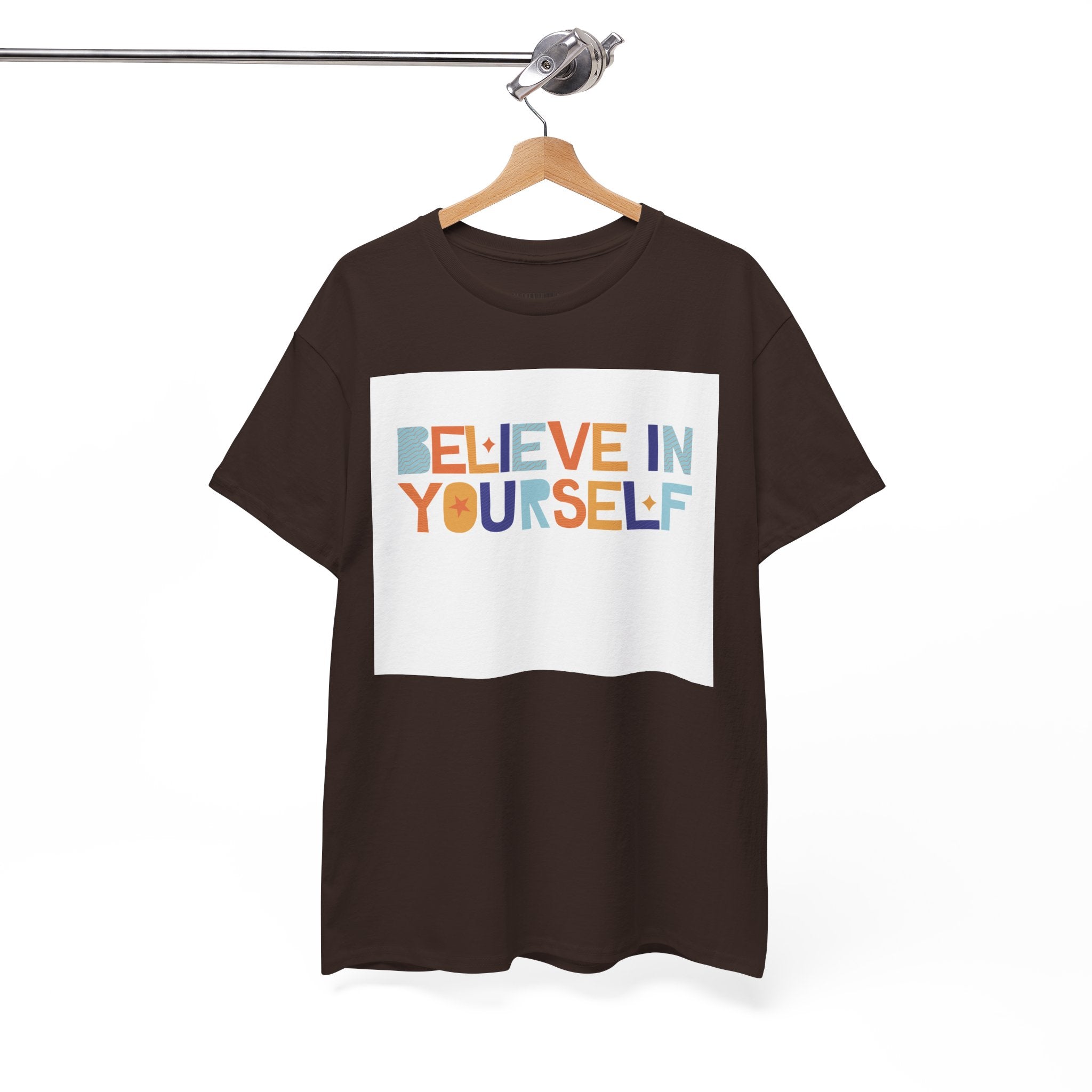 T-Shirt — "Believe in Yourself" Colorful Retro Motivational Tee
