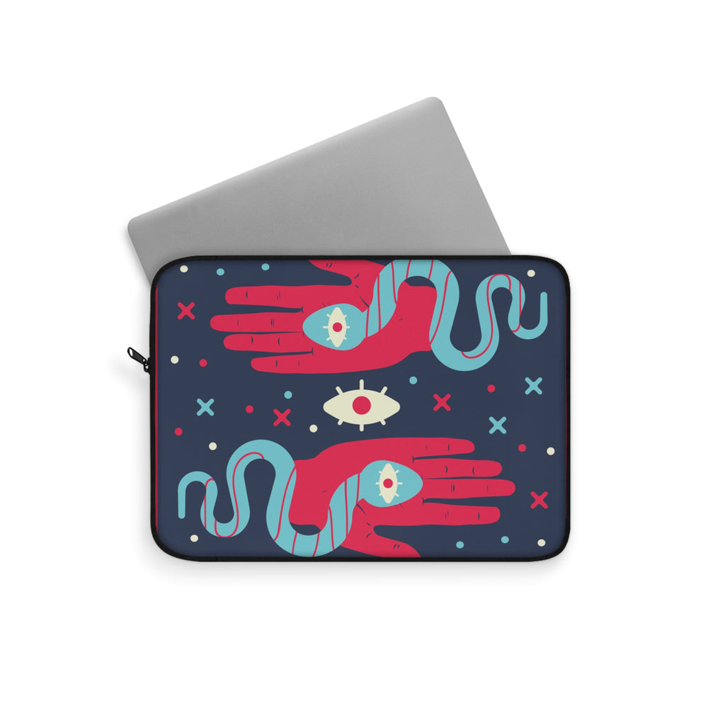 Colorful Snake & Hand Laptop Sleeve | Artistic Design, Tech Accessory, Gift for Creatives, Unisex Laptop Case, Unique Computer Cover