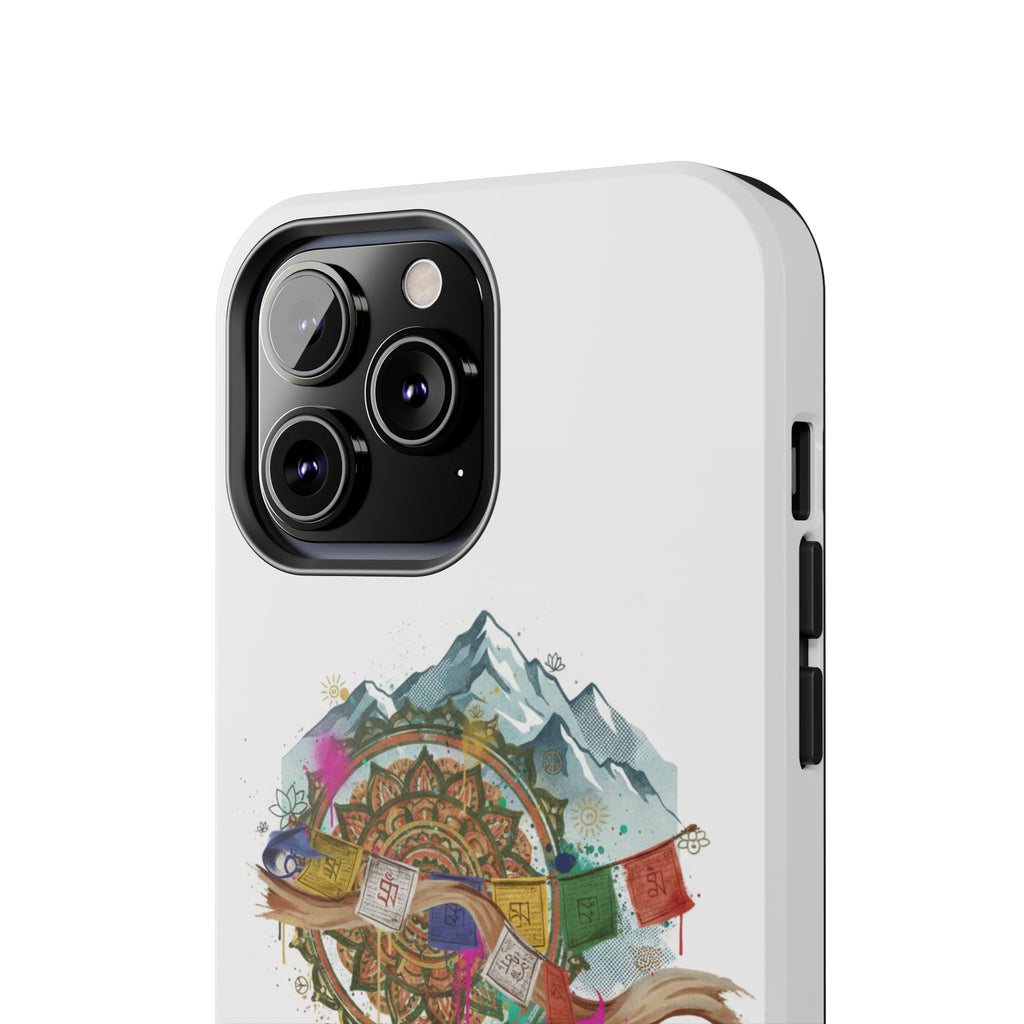 Mountain Compass Tough Phone Case with Prayer Flags & Fish Design