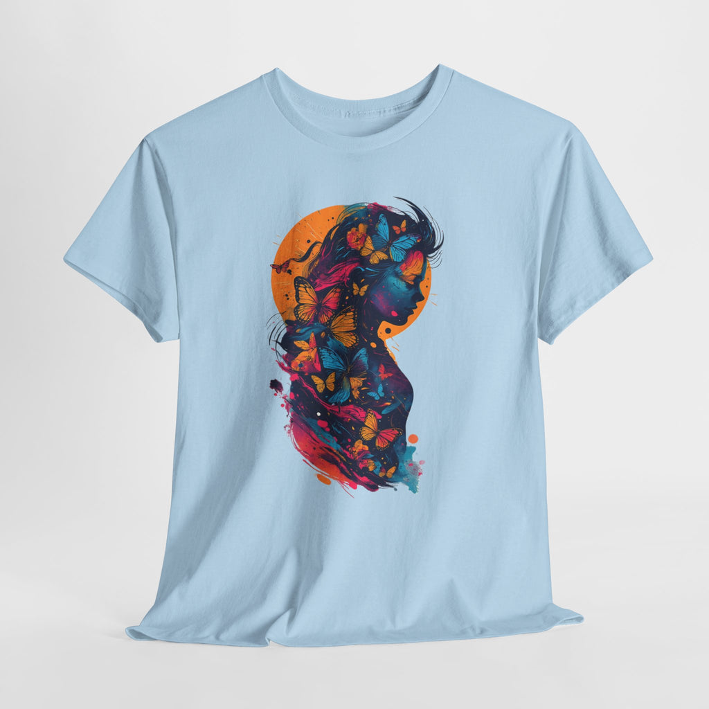 Butterfly Silhouette Graphic Tee — Colorful Maternity Profile Design