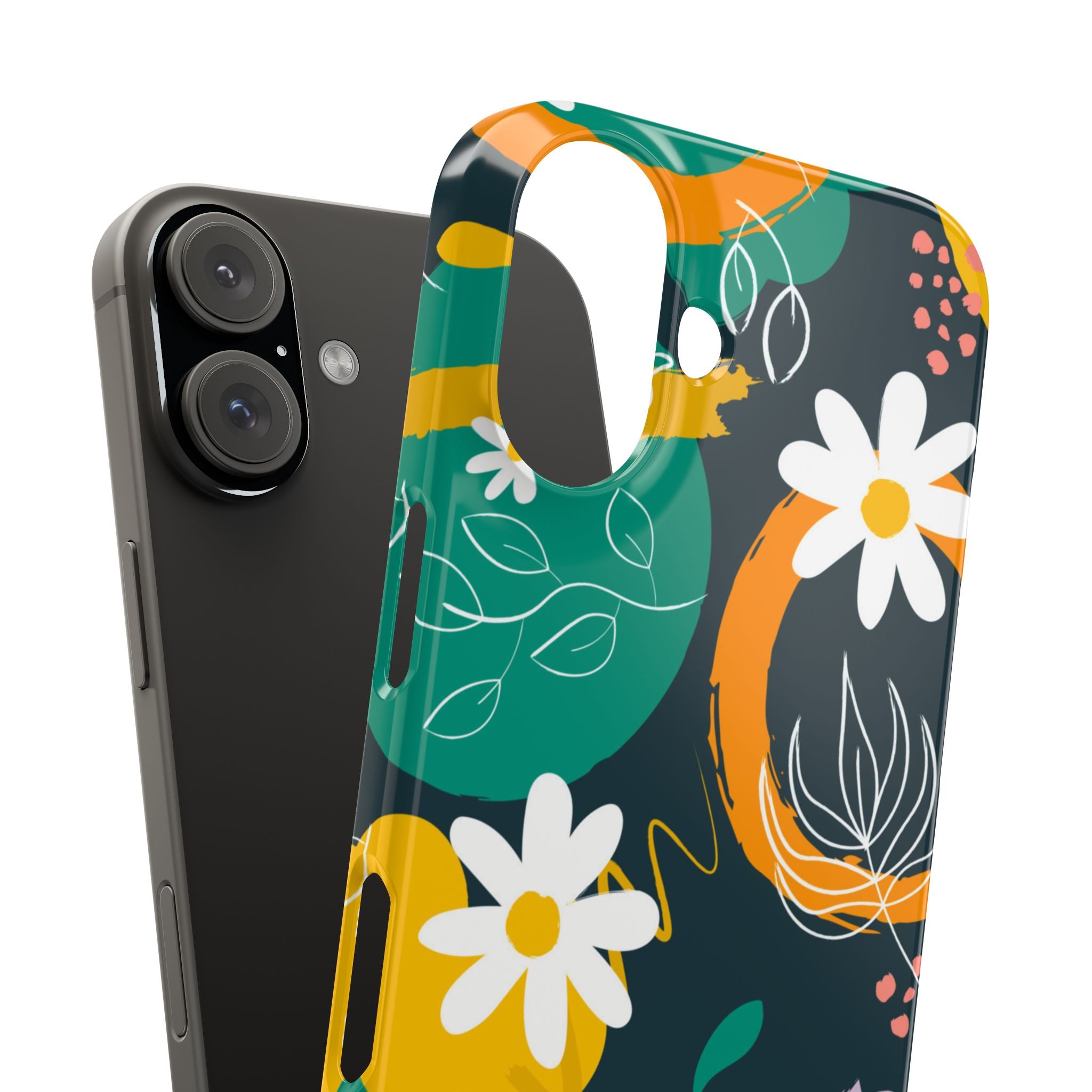 Floral Circle Slim Phone Case — Colorful Abstract Daisies Phone Cover