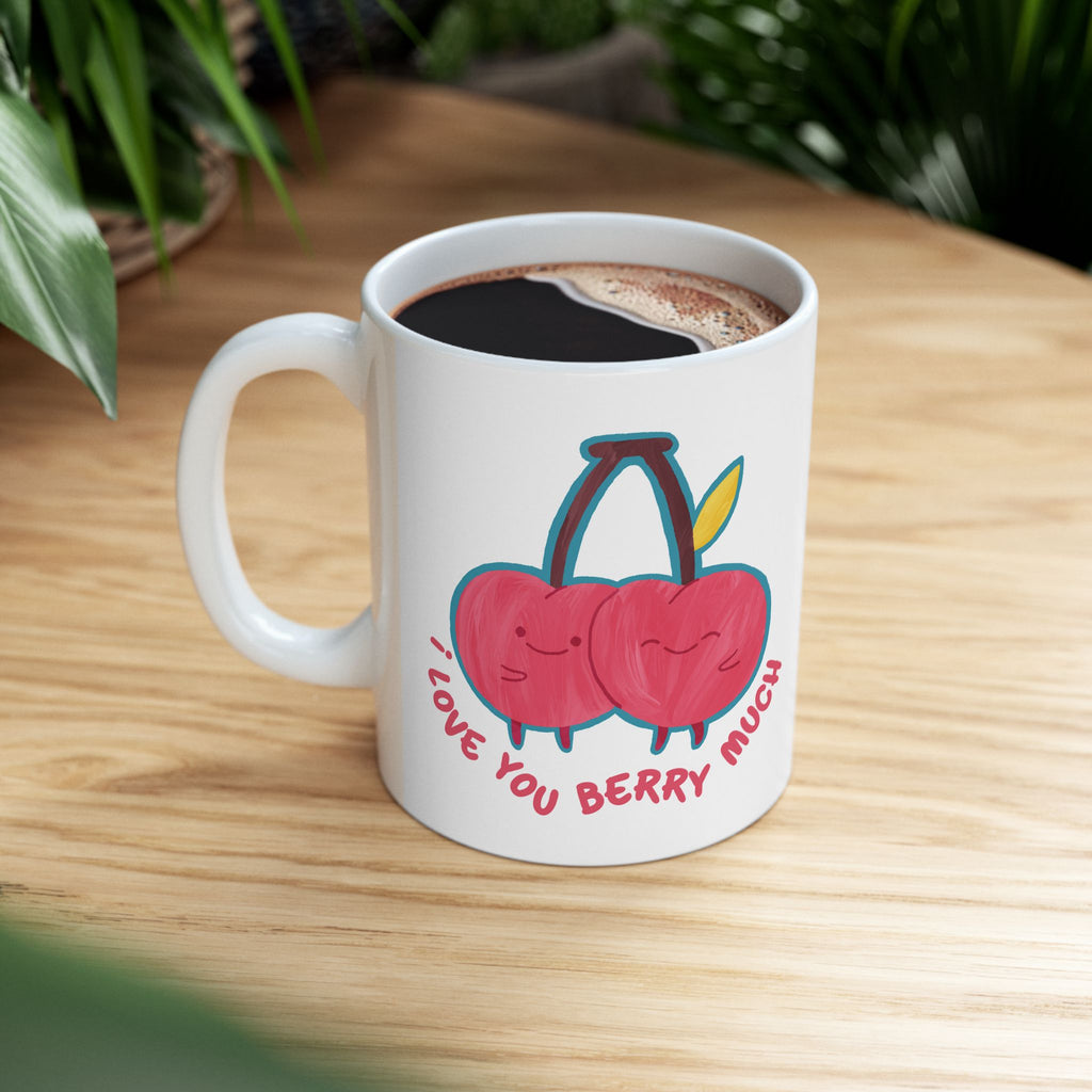Cute Ceramic Mug - 'I Love Berry Much' - Perfect Gift for Friends, Coffee Lovers, Mother's Day, Valentine's Day, Cute Kitchen Decor