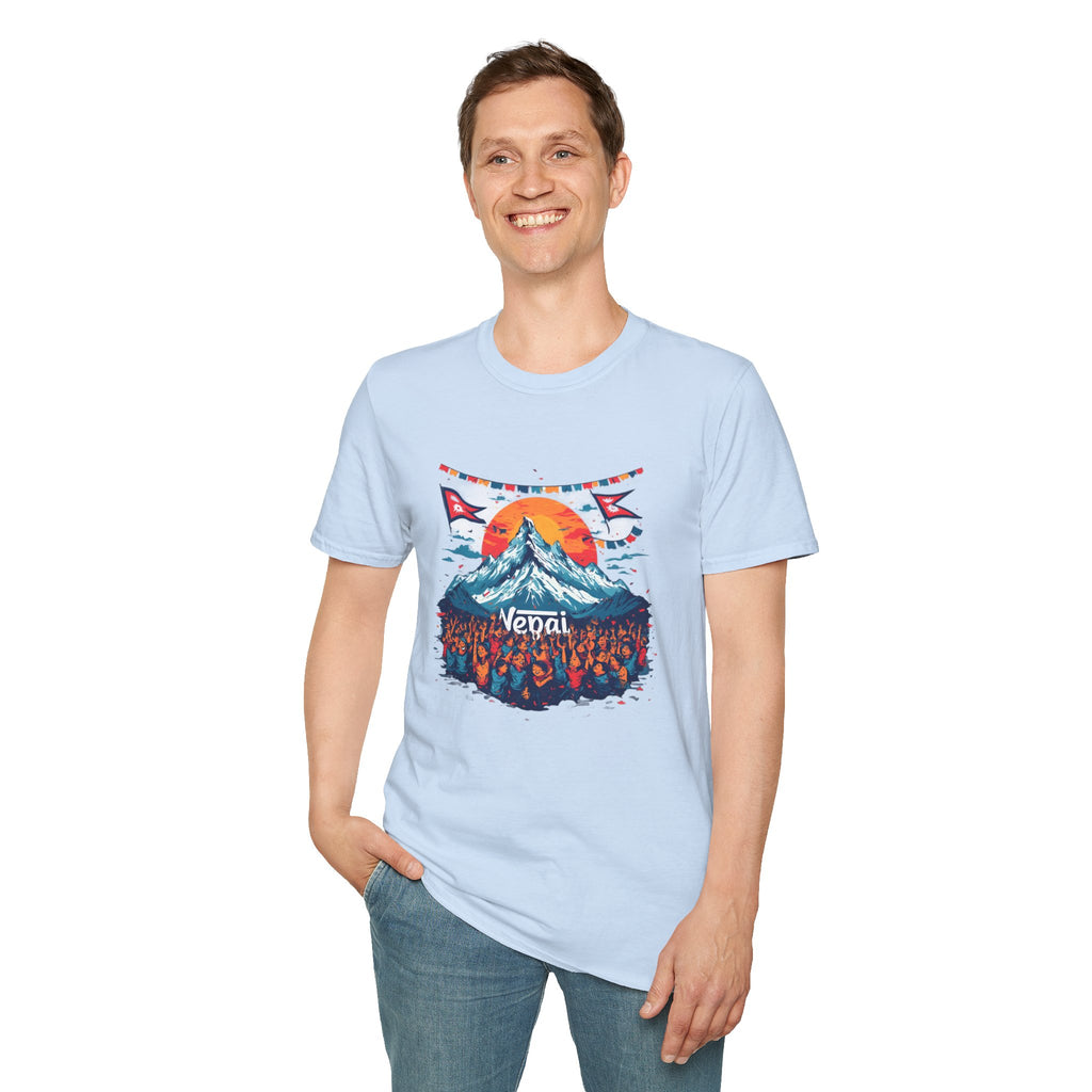 Nepal Mountain Sunrise T-Shirt — Retro Trekking Graphic Tee