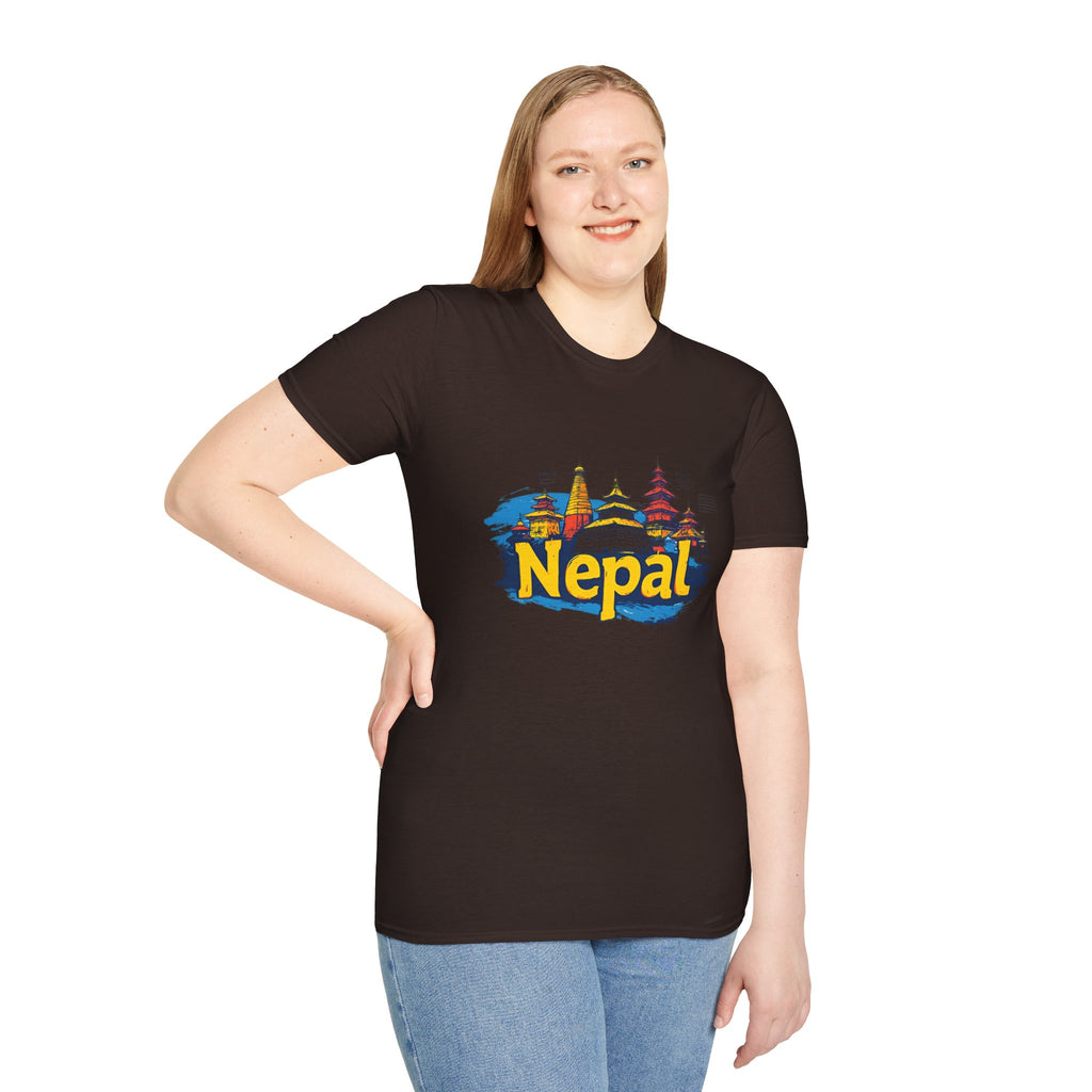 Nepal Temple Skyline T-Shirt – Nepali Cultural Heritage Graphic Tee, Travel & Spiritual Design