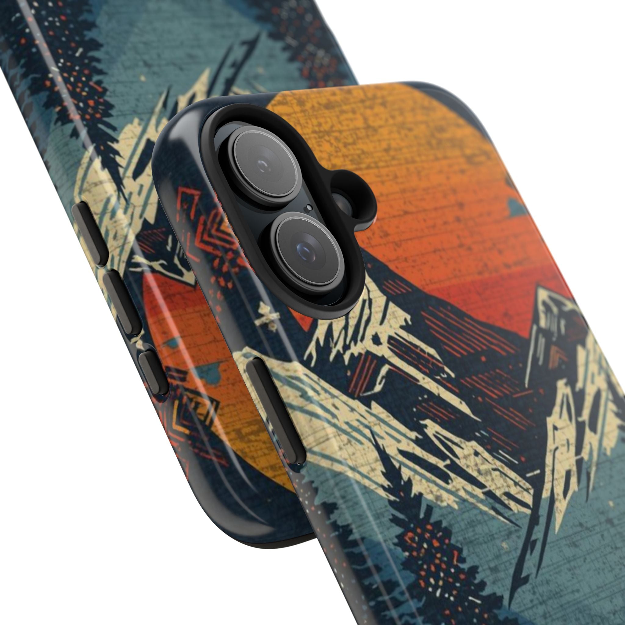 Tough Phone Case — Retro Mountain Sunset Design