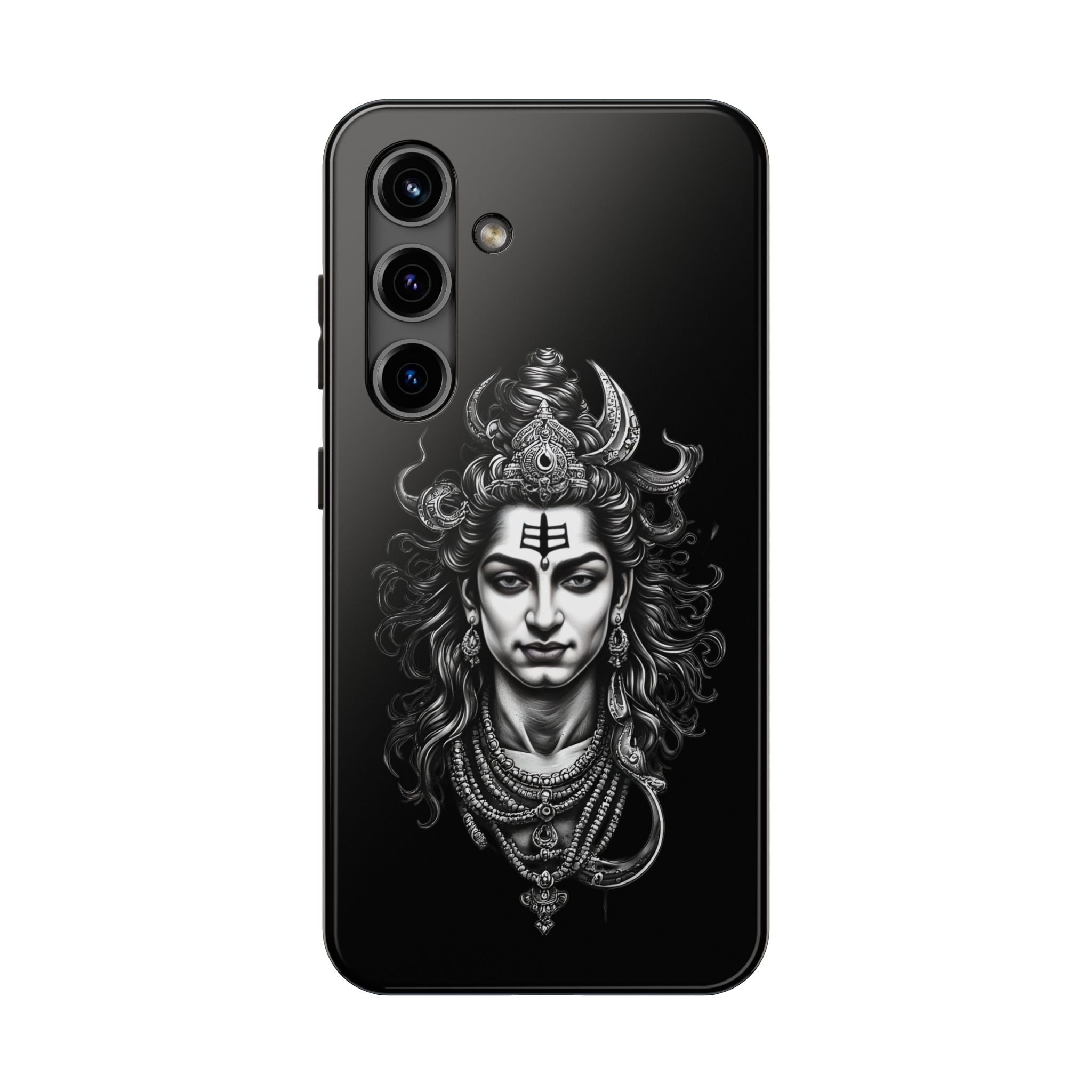 Phone Case — Intricate Lord Shiva Illustration on Black Tough Case
