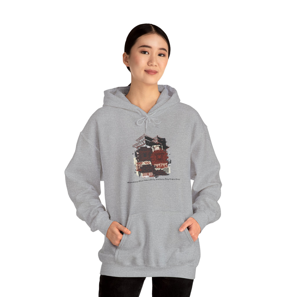 Hoodie — Vintage Urban Industrial Building Graphic Hoodie (Architectural Sketch)