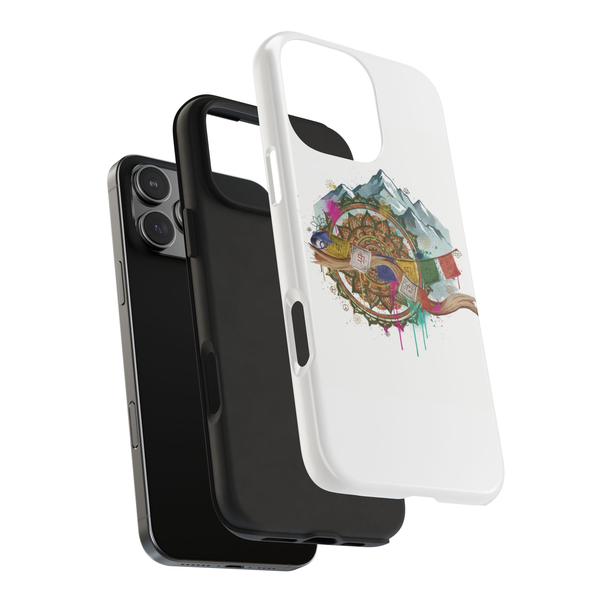 Mountain Compass Tough Phone Case with Prayer Flags & Fish Design