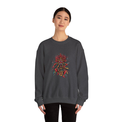 Crewneck Sweatshirt — Red Demon Guardian Graphic